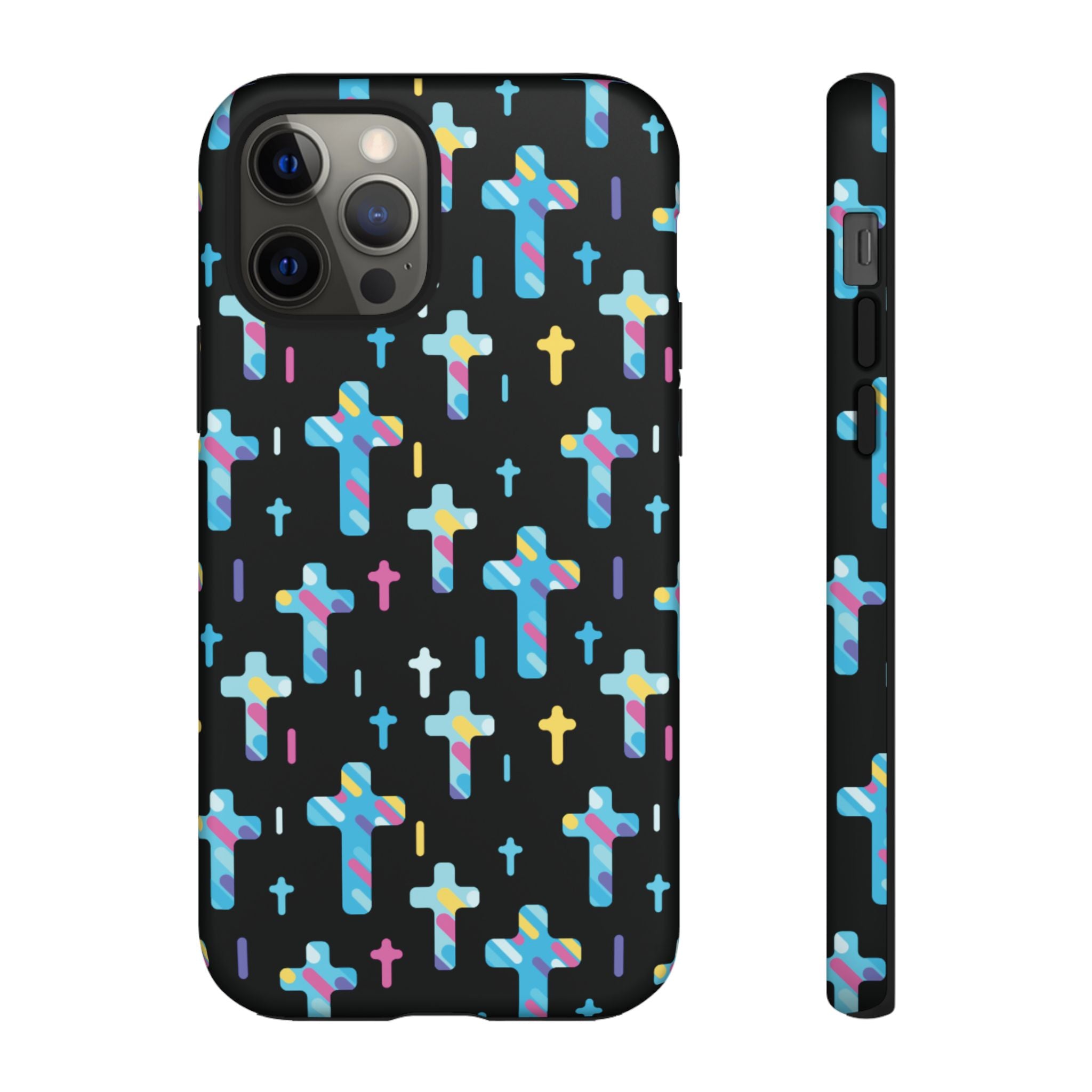 Funda para teléfono con cruz colorida | Protección inspirada en la fe para iPhone | Regalo católico y accesorio para el día a día