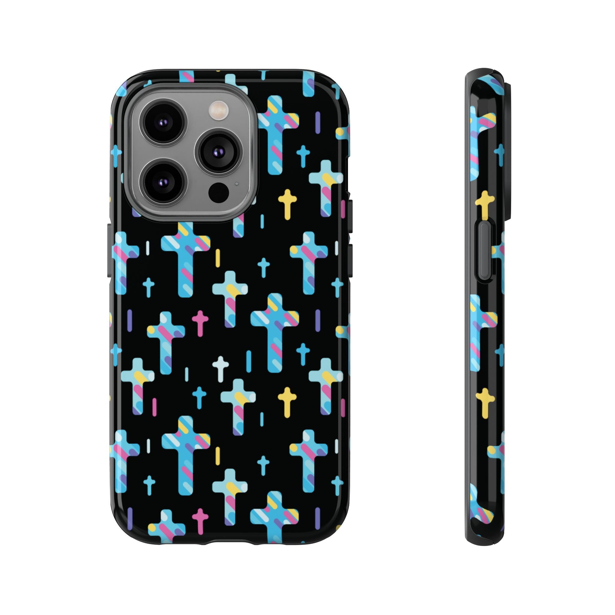 Funda para teléfono con cruz colorida | Protección inspirada en la fe para iPhone | Regalo católico y accesorio para el día a día