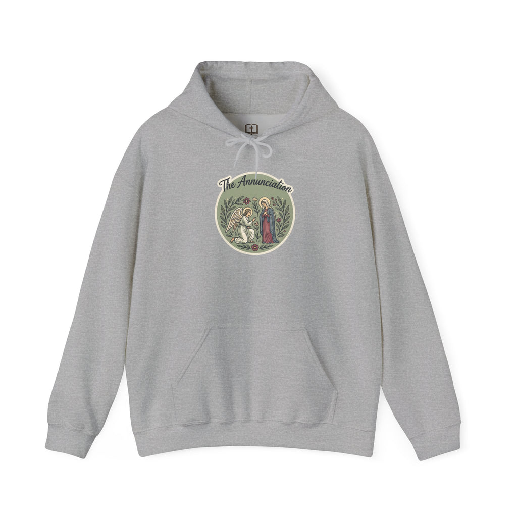The Annunciation Catholic Hoodie - Vintage Marian Faith Sweatshirt
