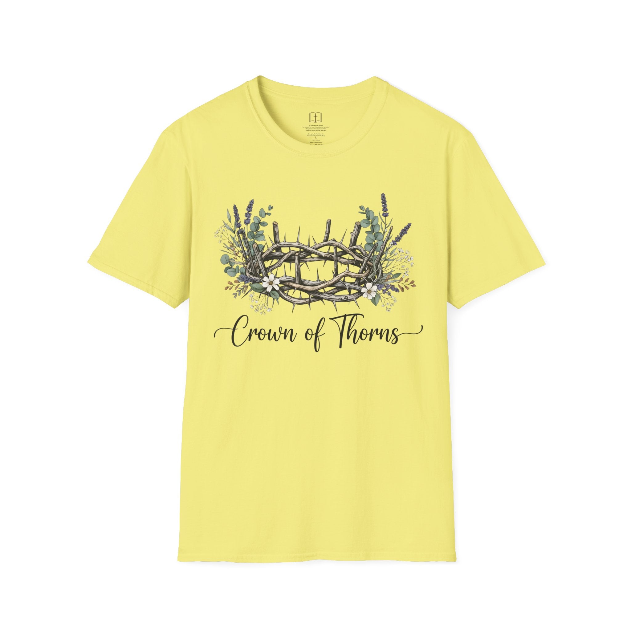 Camiseta cristiana floral con corona de espinas 