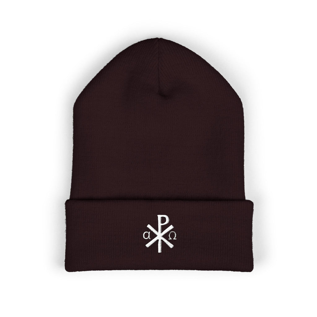 Gorro católico Chi Rho Alpha Omega - Gorro de invierno con cristograma cristiano