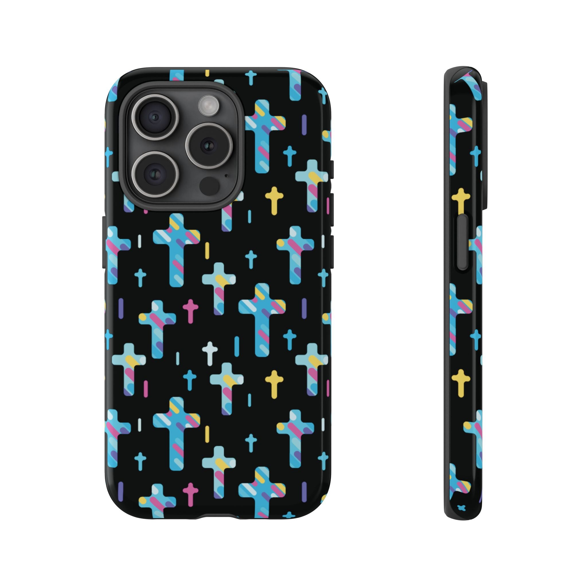 Funda para teléfono con cruz colorida | Protección inspirada en la fe para iPhone | Regalo católico y accesorio para el día a día