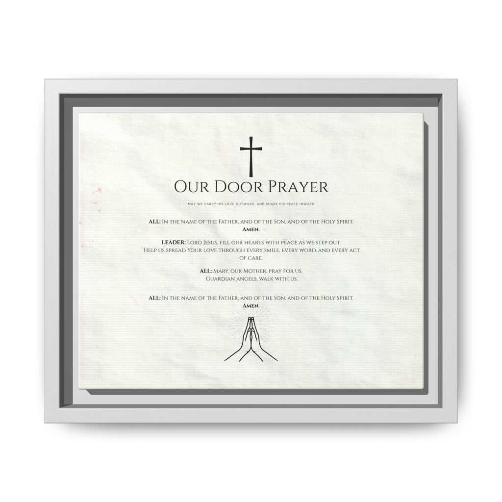 Lienzo mate enmarcado – “Oración de la Puerta” | Bendición Católica del Hogar