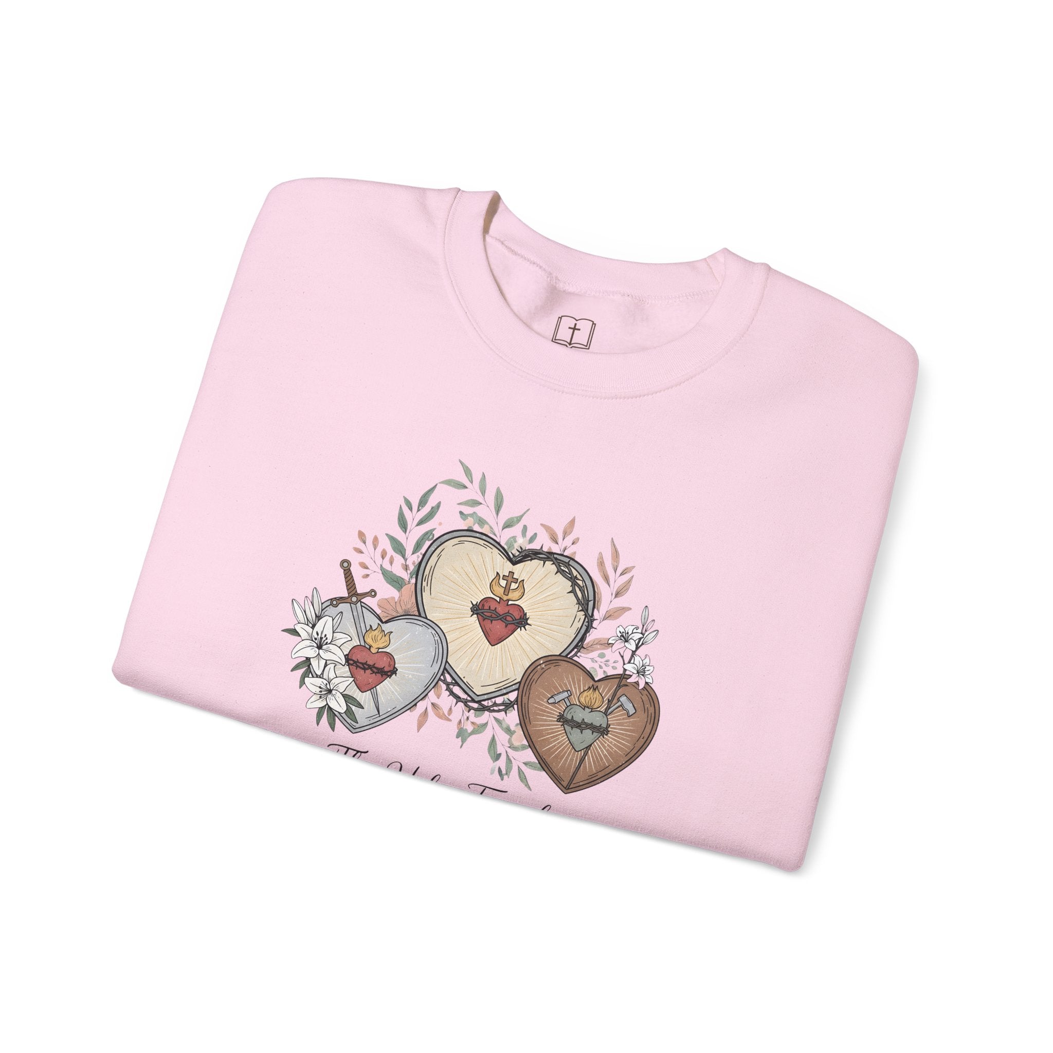 The Holy Family Sacred Hearts Crewneck Sweatshirt | Catholic Devotional Apparel