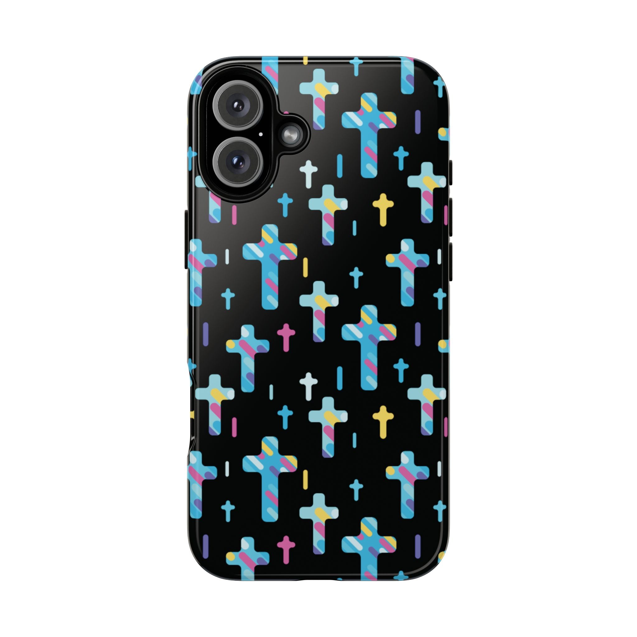 Funda para teléfono con cruz colorida | Protección inspirada en la fe para iPhone | Regalo católico y accesorio para el día a día