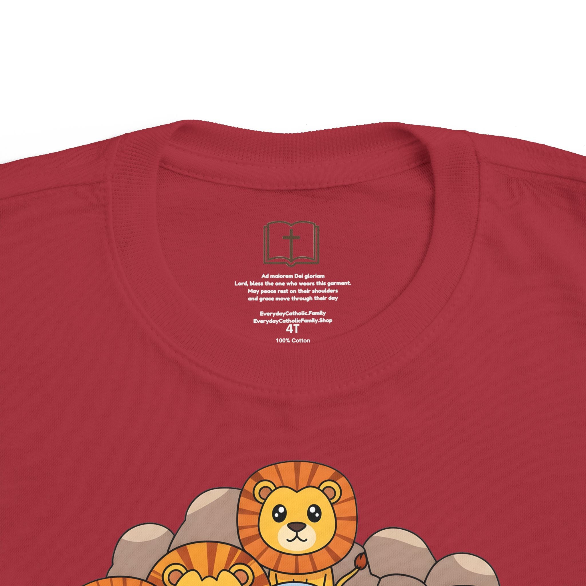 Camiseta infantil "El fiel Daniel en el foso de los leones" | Camiseta de historia católica