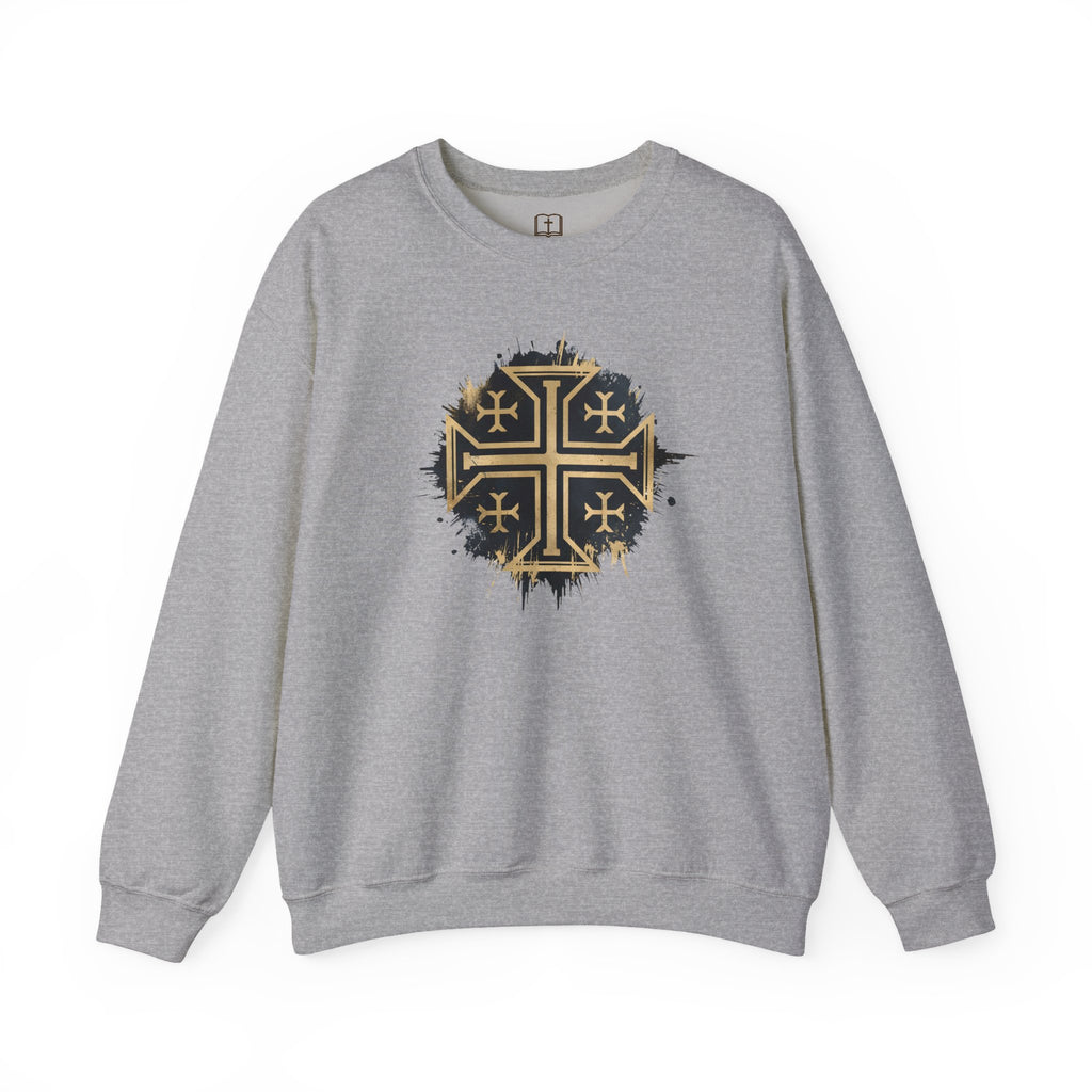 Modern Jerusalem Cross Crewneck Sweatshirt | Catholic Faith Apparel