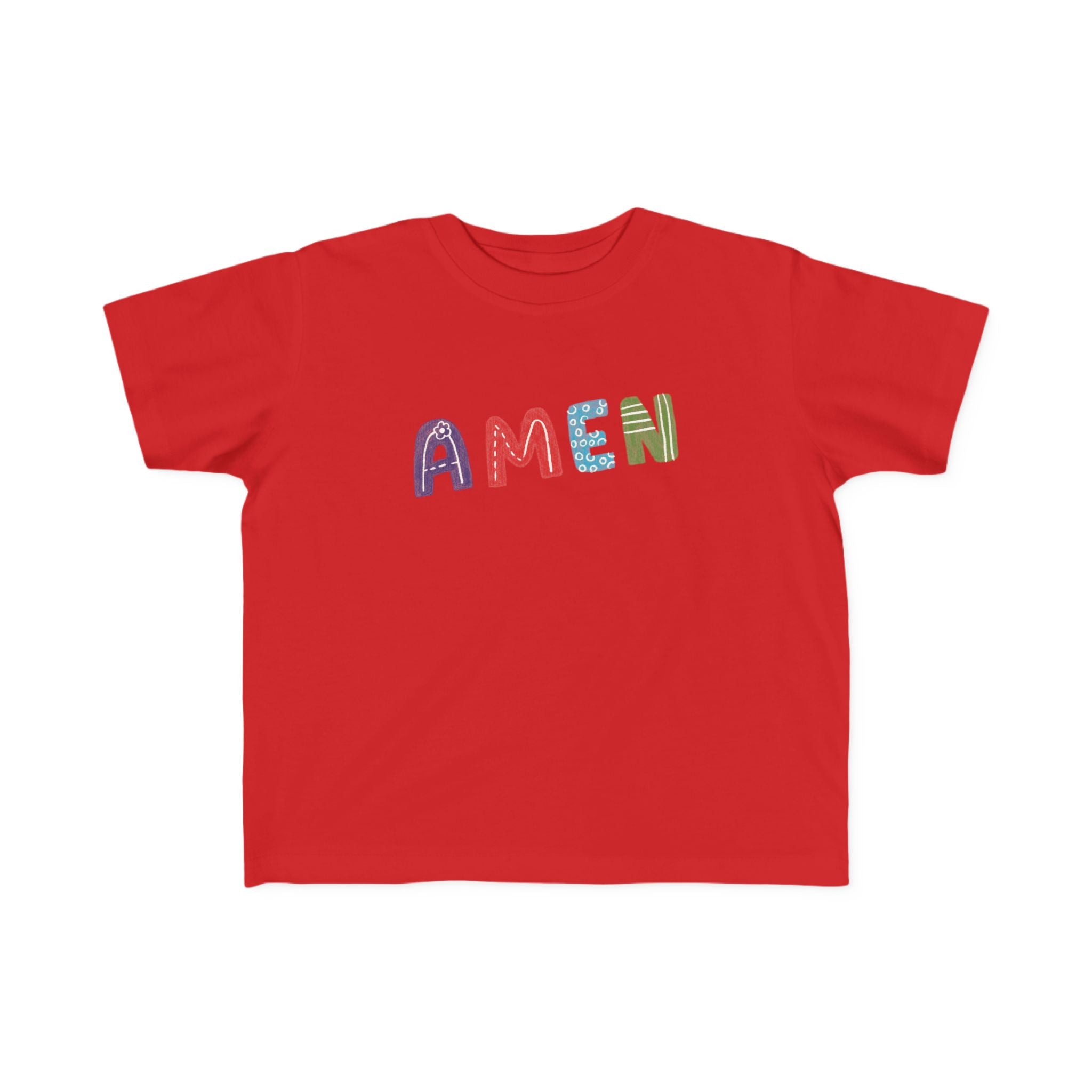 Camiseta de jersey colorida "AMEN" para niños pequeños: ropa cómoda y divertida para niños