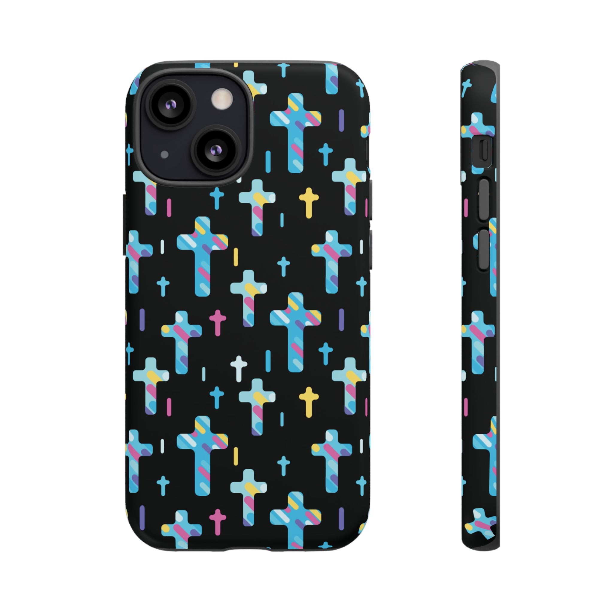 Funda para teléfono con cruz colorida | Protección inspirada en la fe para iPhone | Regalo católico y accesorio para el día a día