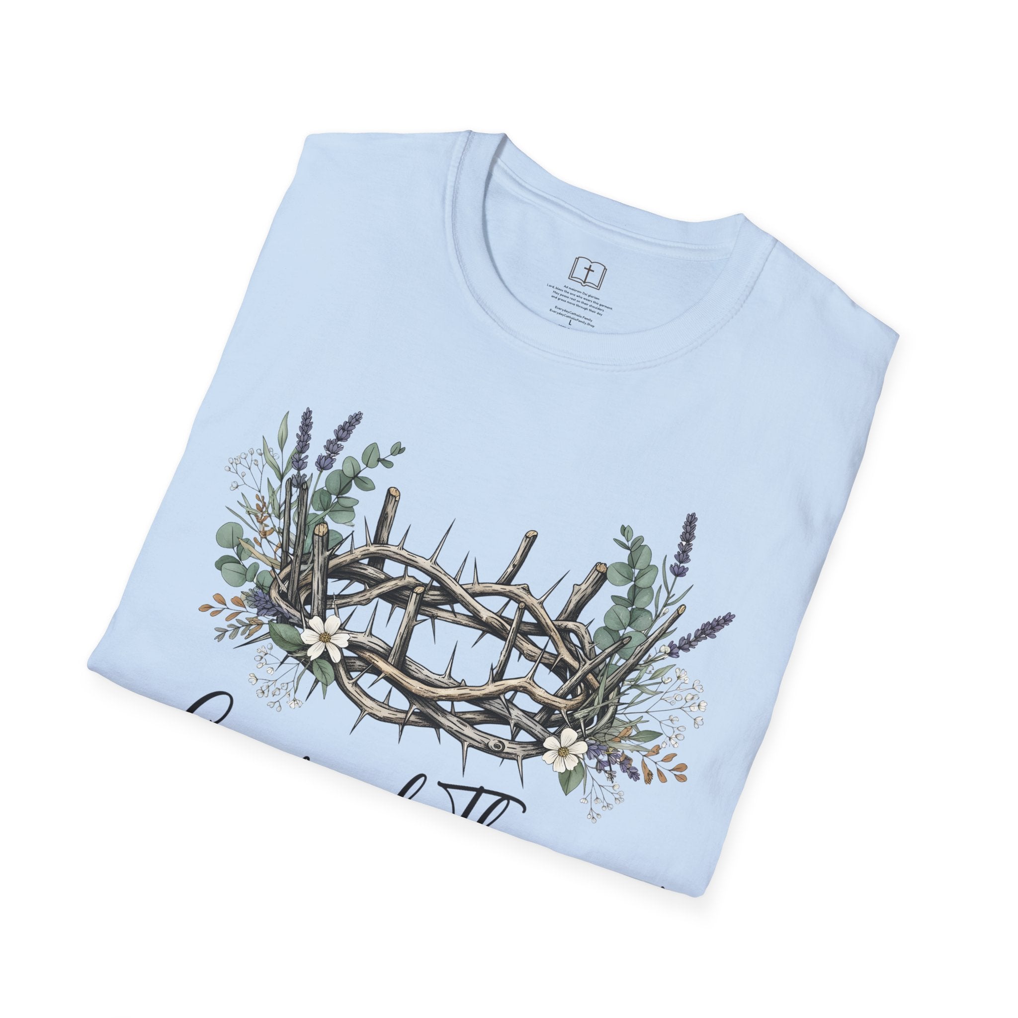 Camiseta cristiana floral con corona de espinas 