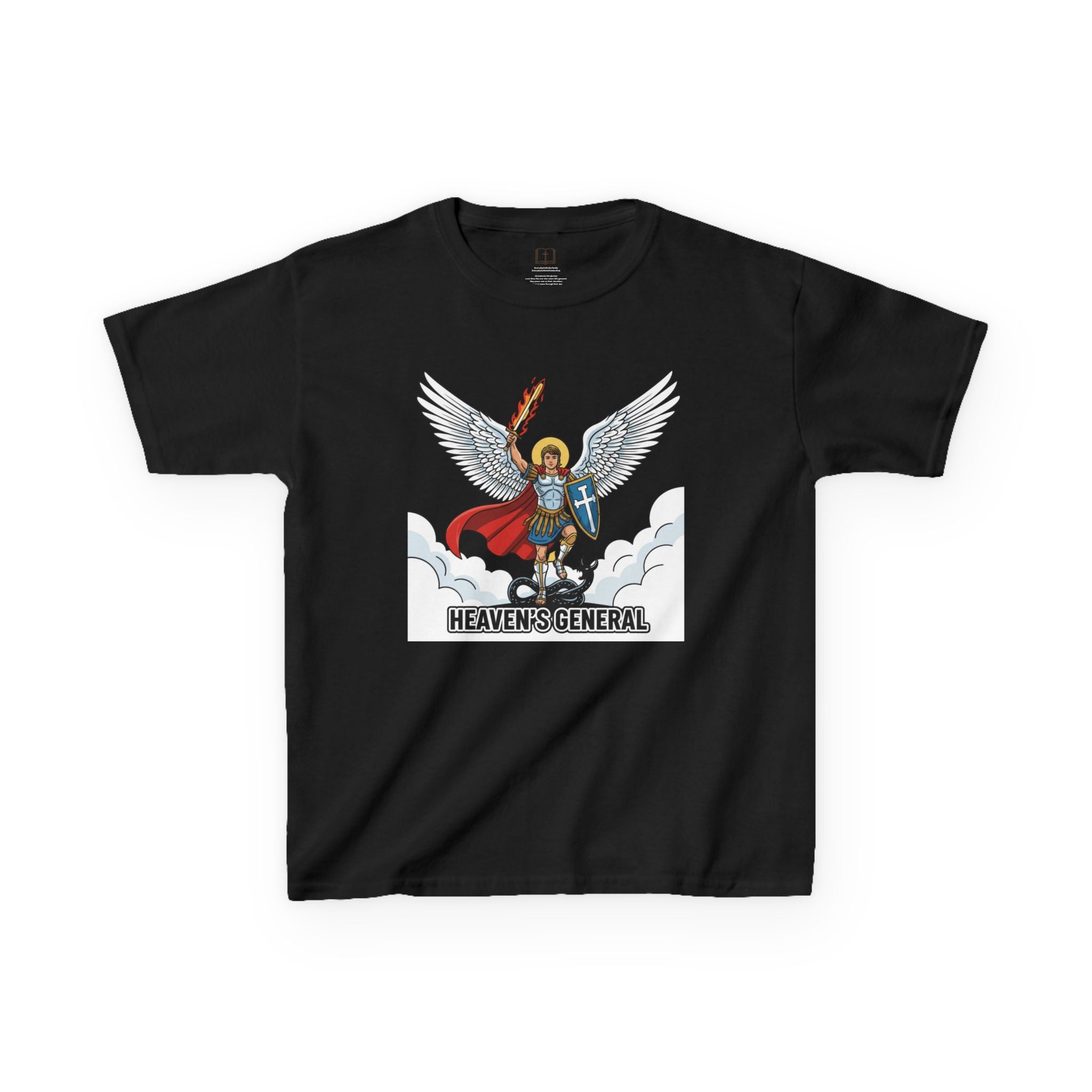 Camiseta infantil de San Miguel Arcángel | Camiseta cristiana Heaven's General para niño