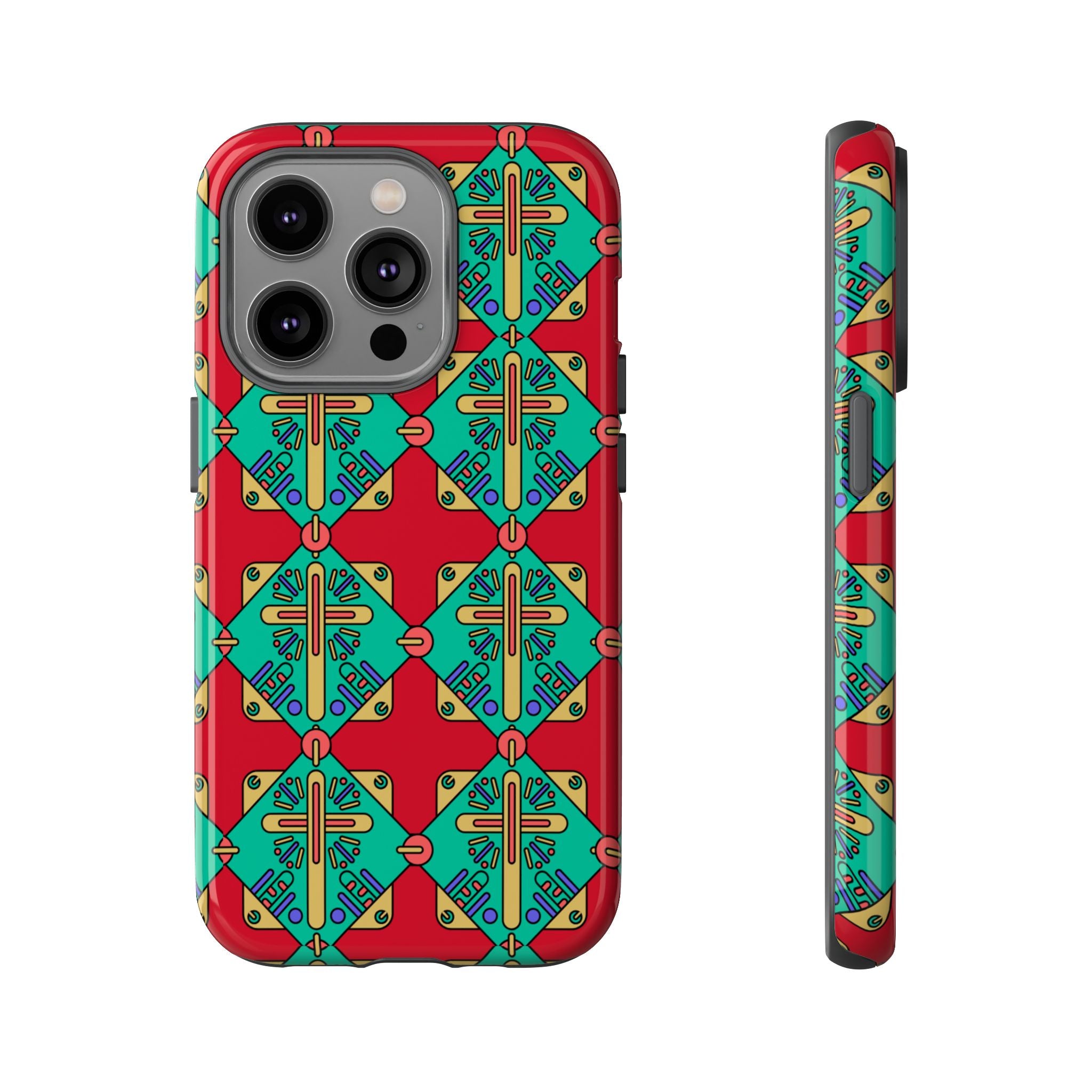 Funda resistente y vibrante para iPhone | Protección artística y colorida | Regalo católico único y elegante accesorio para teléfono