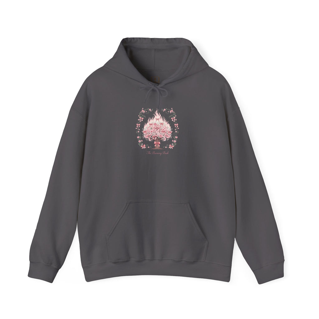 Sudadera católica con estampado floral rosa de la Zarza Ardiente | Sudadera inspirada en la fe