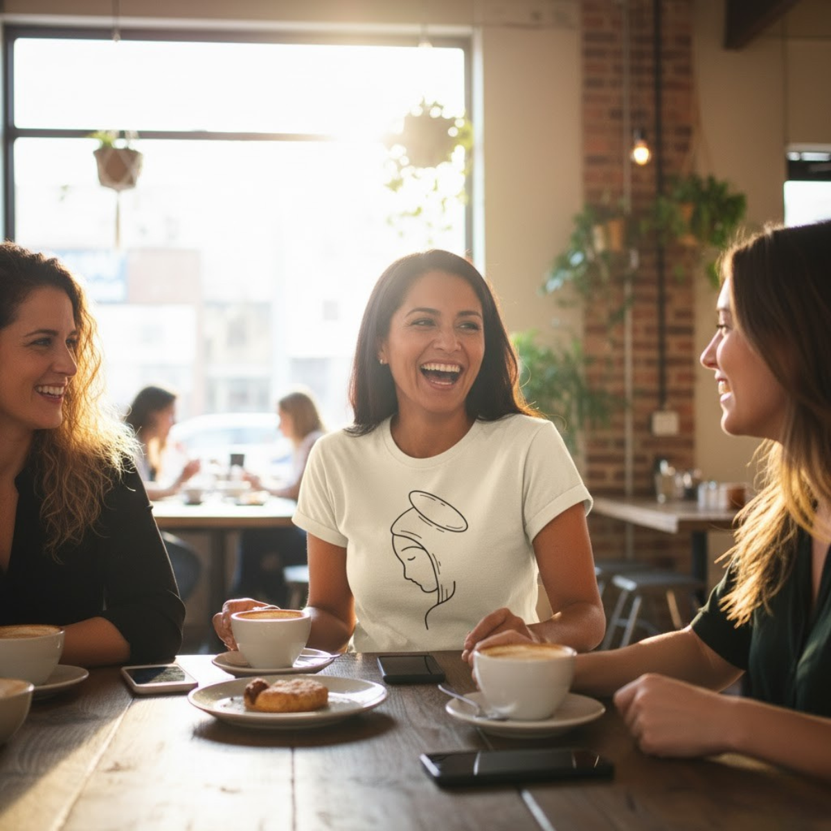Camiseta con silueta de María | Camiseta católica para mujer | Gracia cotidiana | Regalo inspirado en la fe para madres e hijas