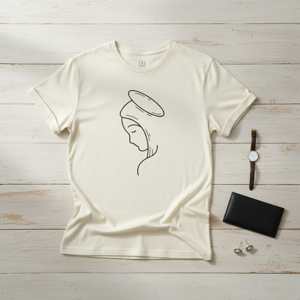 Camiseta con silueta de María | Camiseta católica para mujer | Gracia cotidiana | Regalo inspirado en la fe para madres e hijas