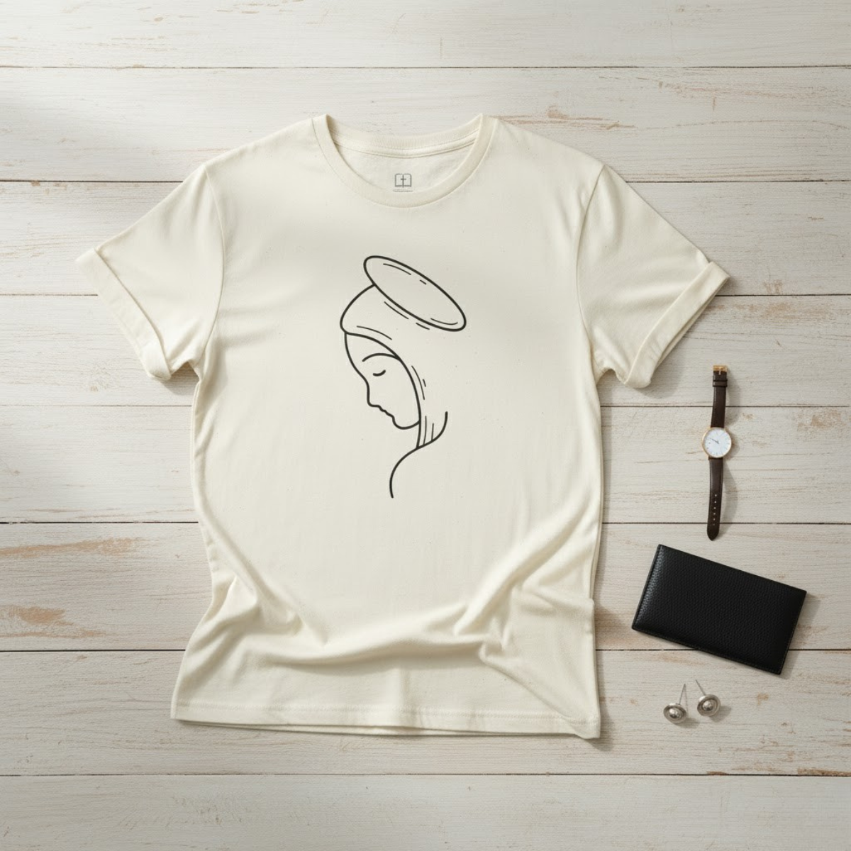 Camiseta con silueta de María | Camiseta católica para mujer | Gracia cotidiana | Regalo inspirado en la fe para madres e hijas