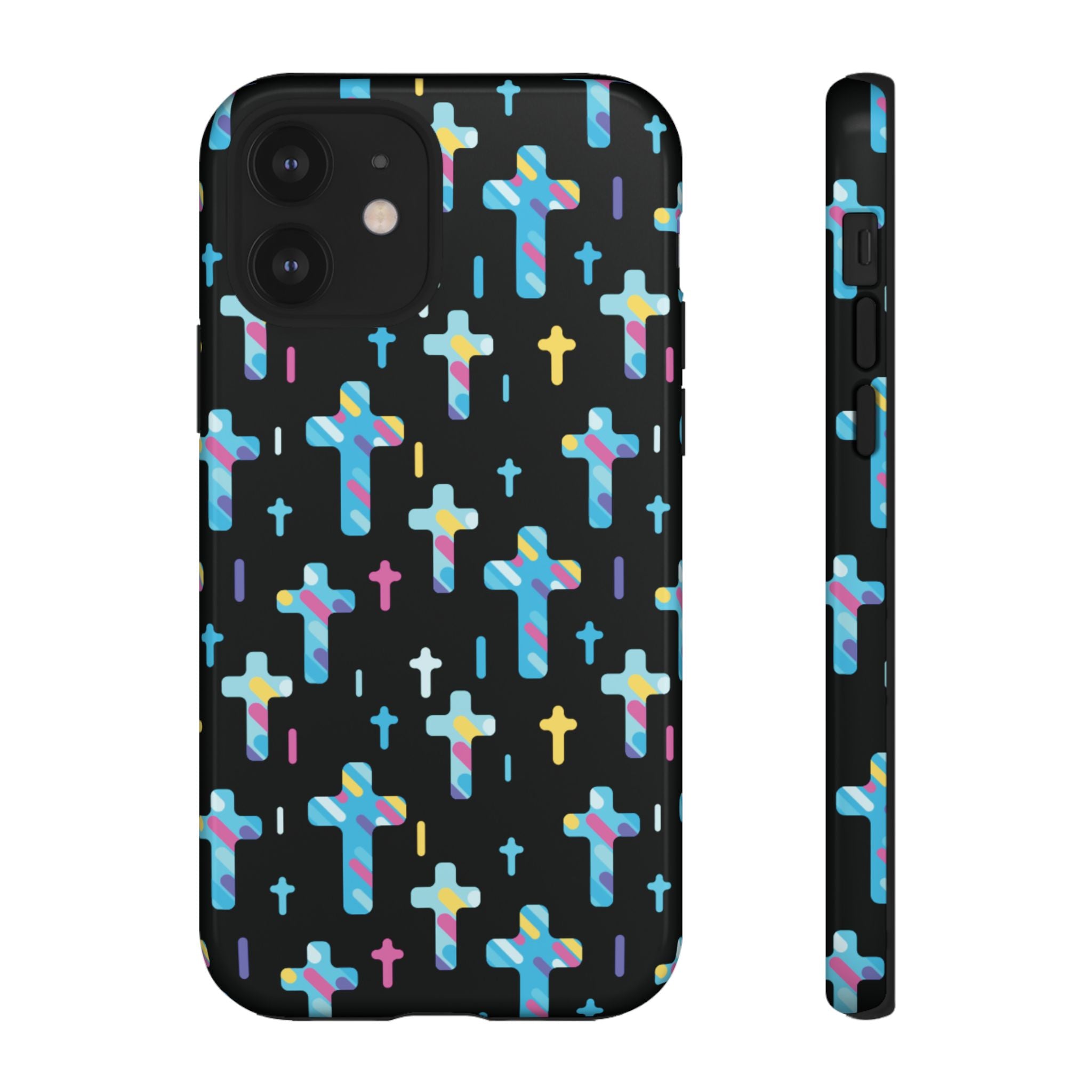Funda para teléfono con cruz colorida | Protección inspirada en la fe para iPhone | Regalo católico y accesorio para el día a día