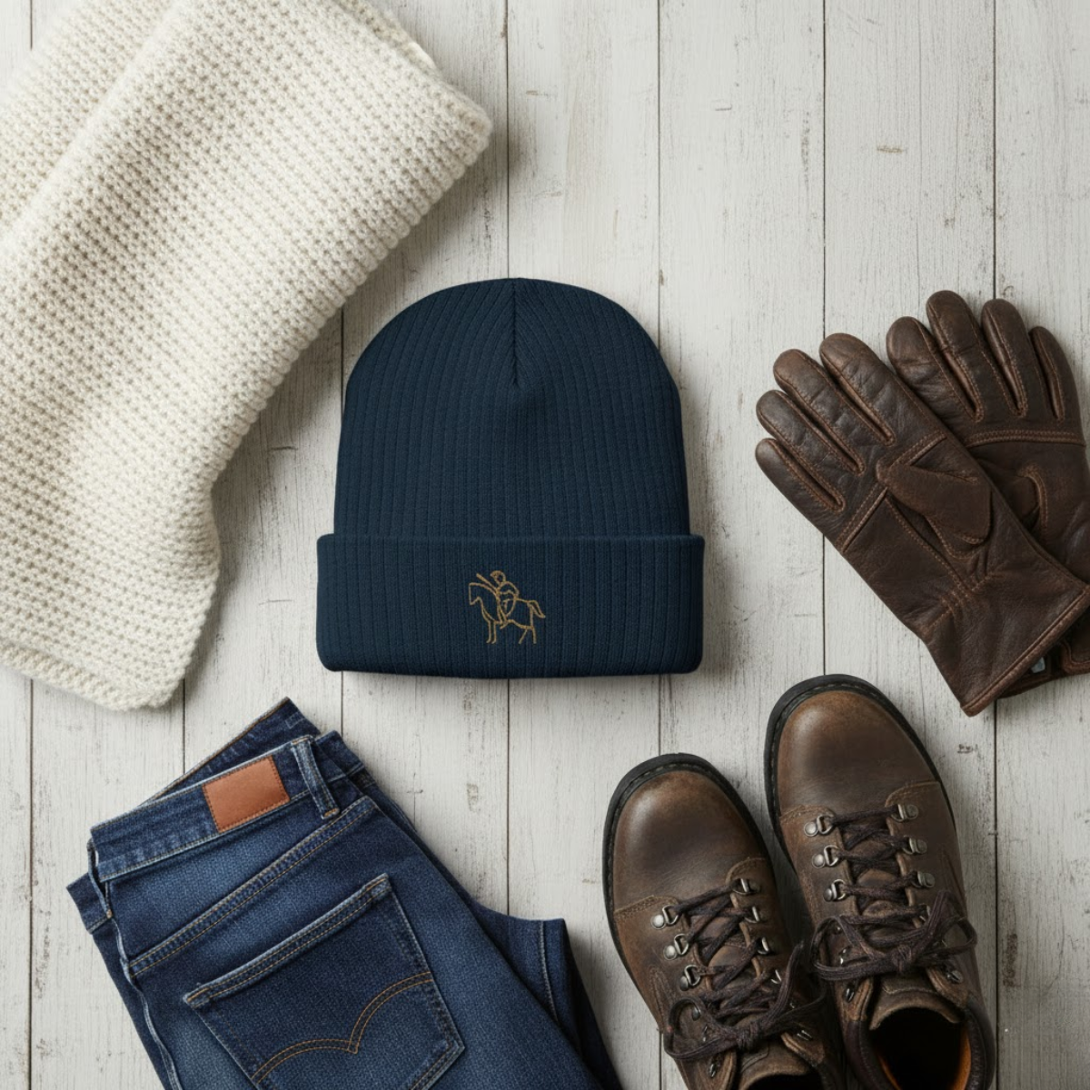 Gorro de Cruzado de la Fe | Gorro de invierno católico para hombre | Gorro de punto bordado | Regalo para papás y esposos