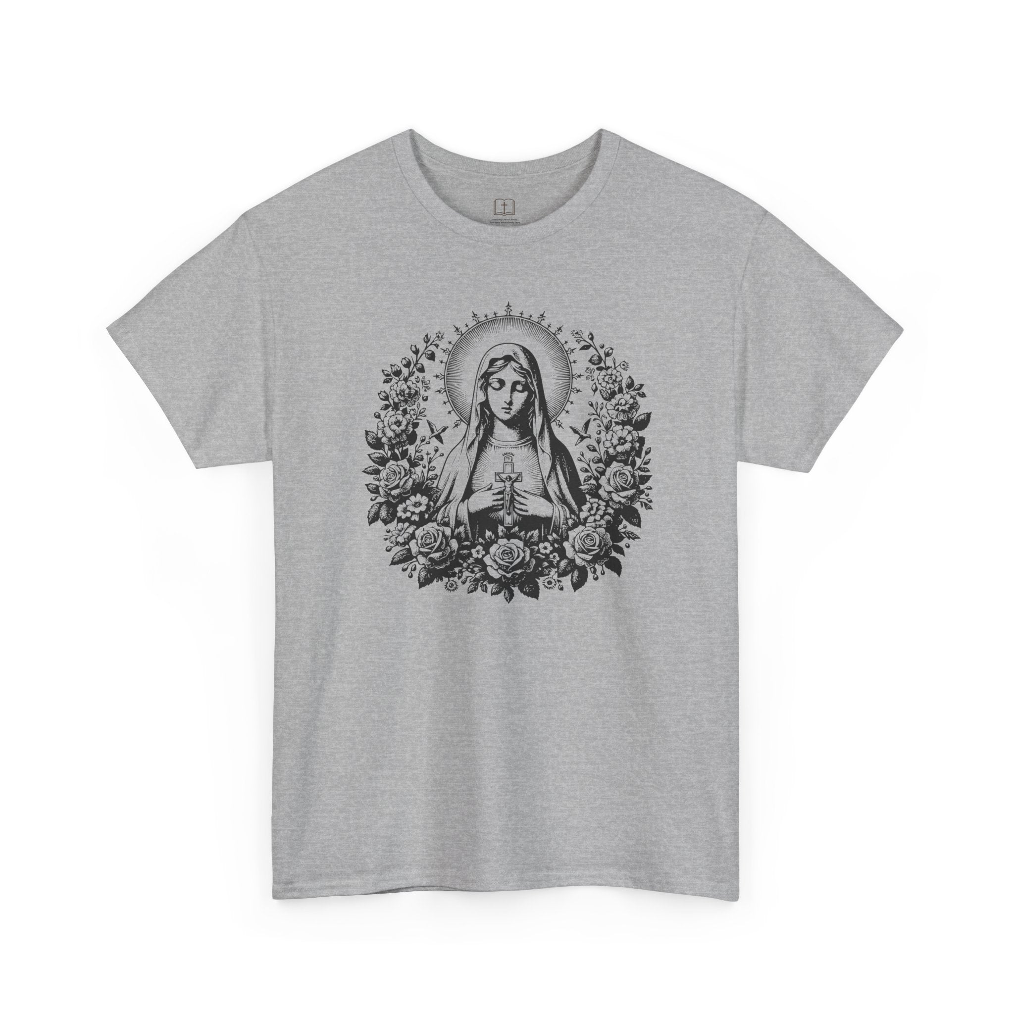 Camiseta vintage floral de la Virgen María para mujer | Camiseta mariana inspirada en la fe | Un regalo espiritual para ella