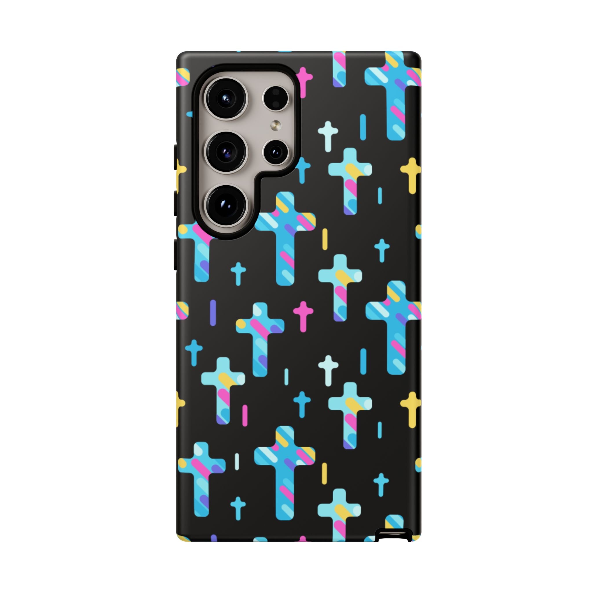 Funda para teléfono con cruz colorida, elegante y resistente, accesorio cristiano para teléfono, regalo único, funda moderna para móvil.