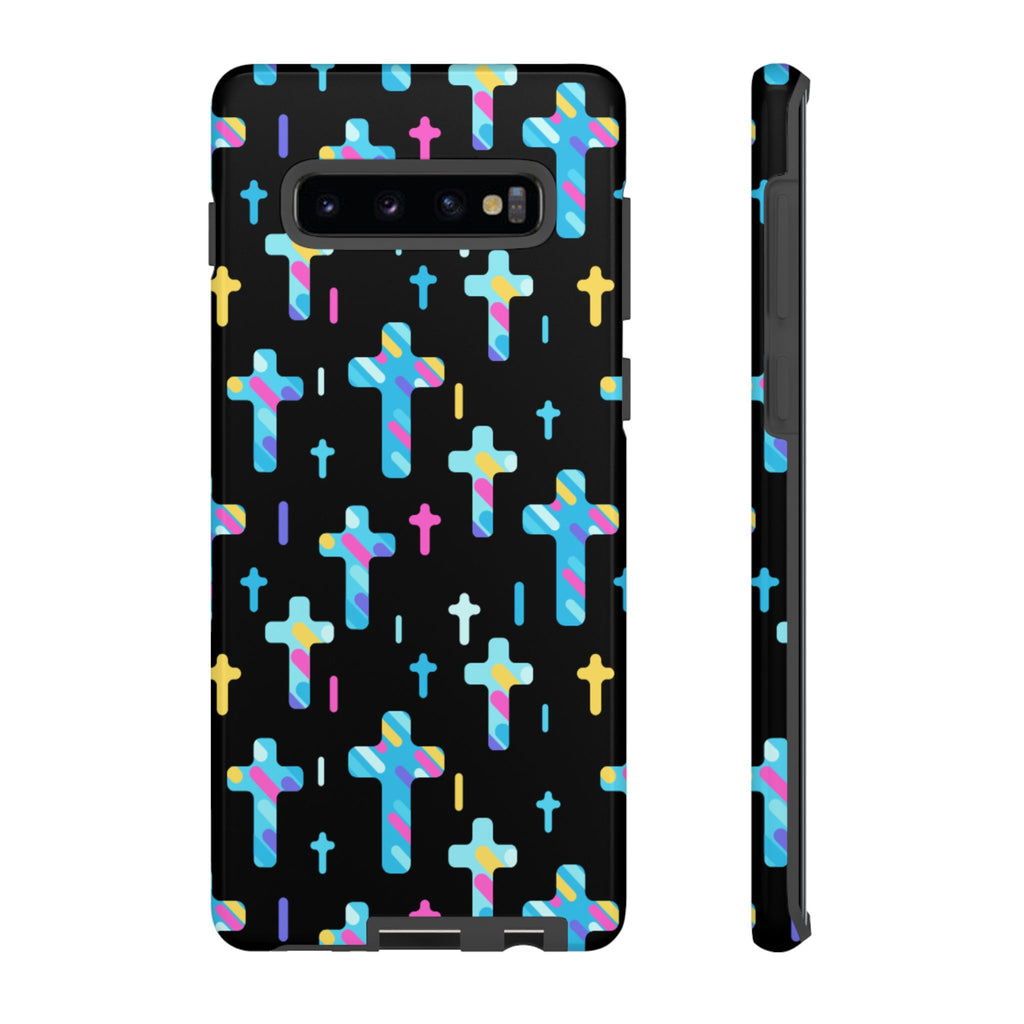 Colorful Cross Phone Case, Stylish Tough Case, Christian Phone Accessory, Unique Gift, Trendy Mobile Cover