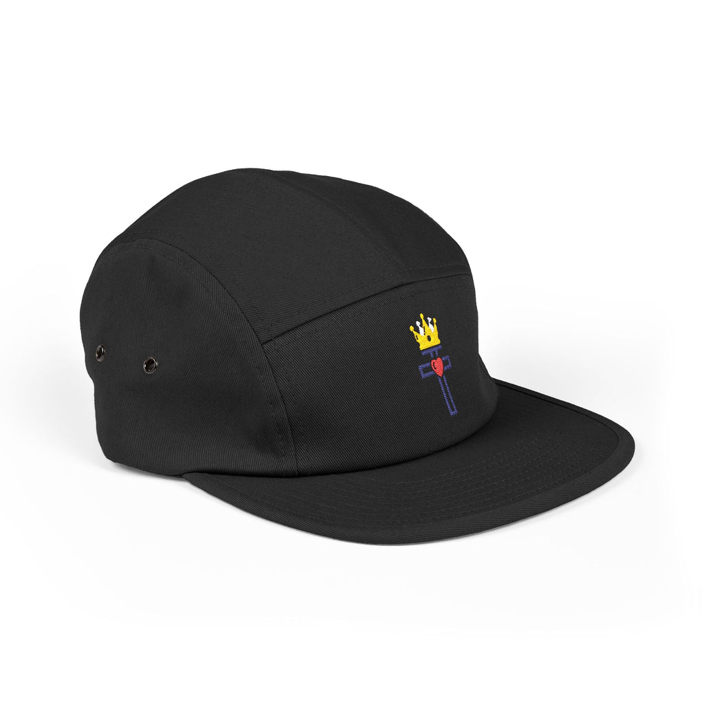 Gorra bordada de 5 paneles con el Sagrado Corazón de Cristo Rey 