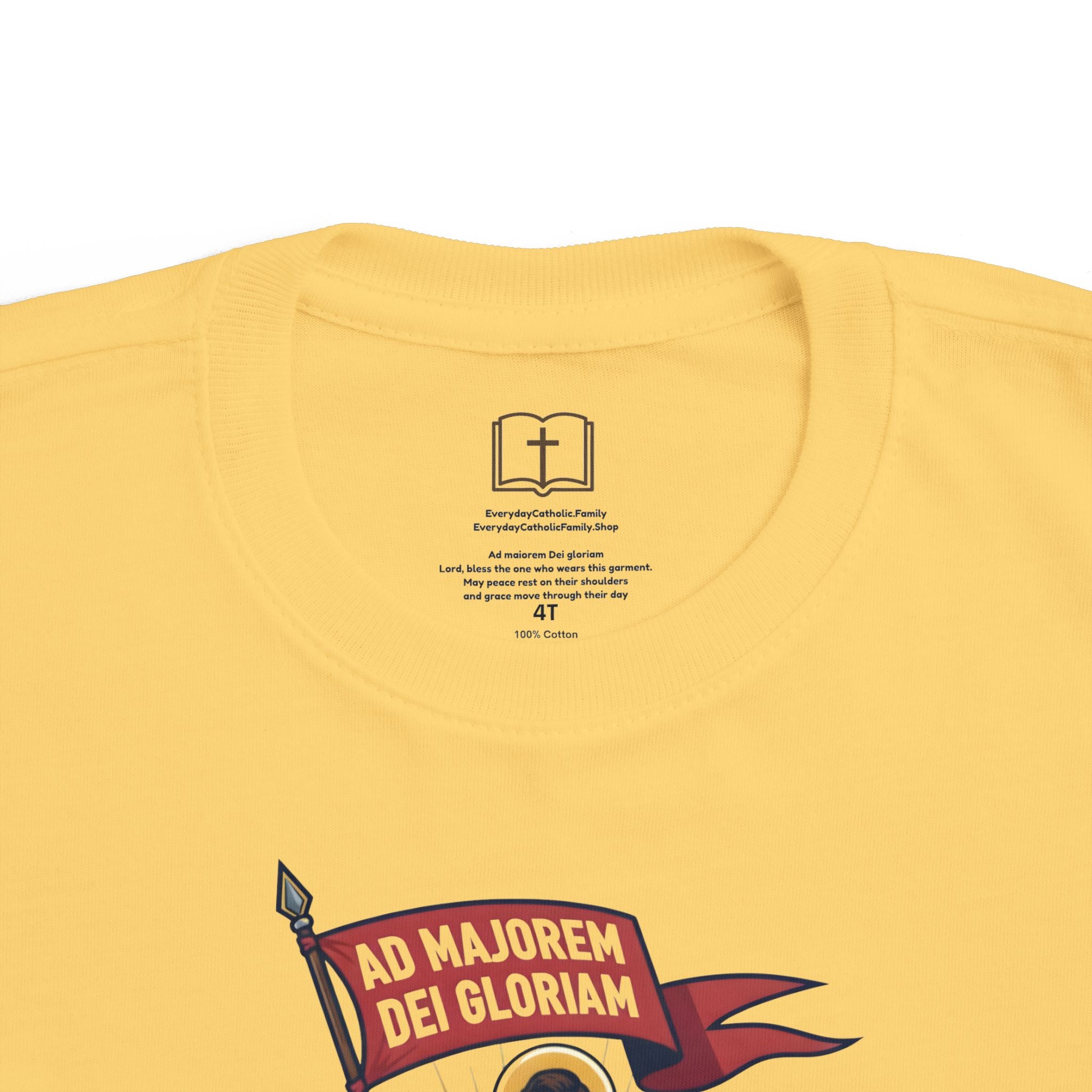 Camiseta de San Ignacio de Loyola para niños pequeños | Camiseta de aventura de fe "Comandante de Dios"