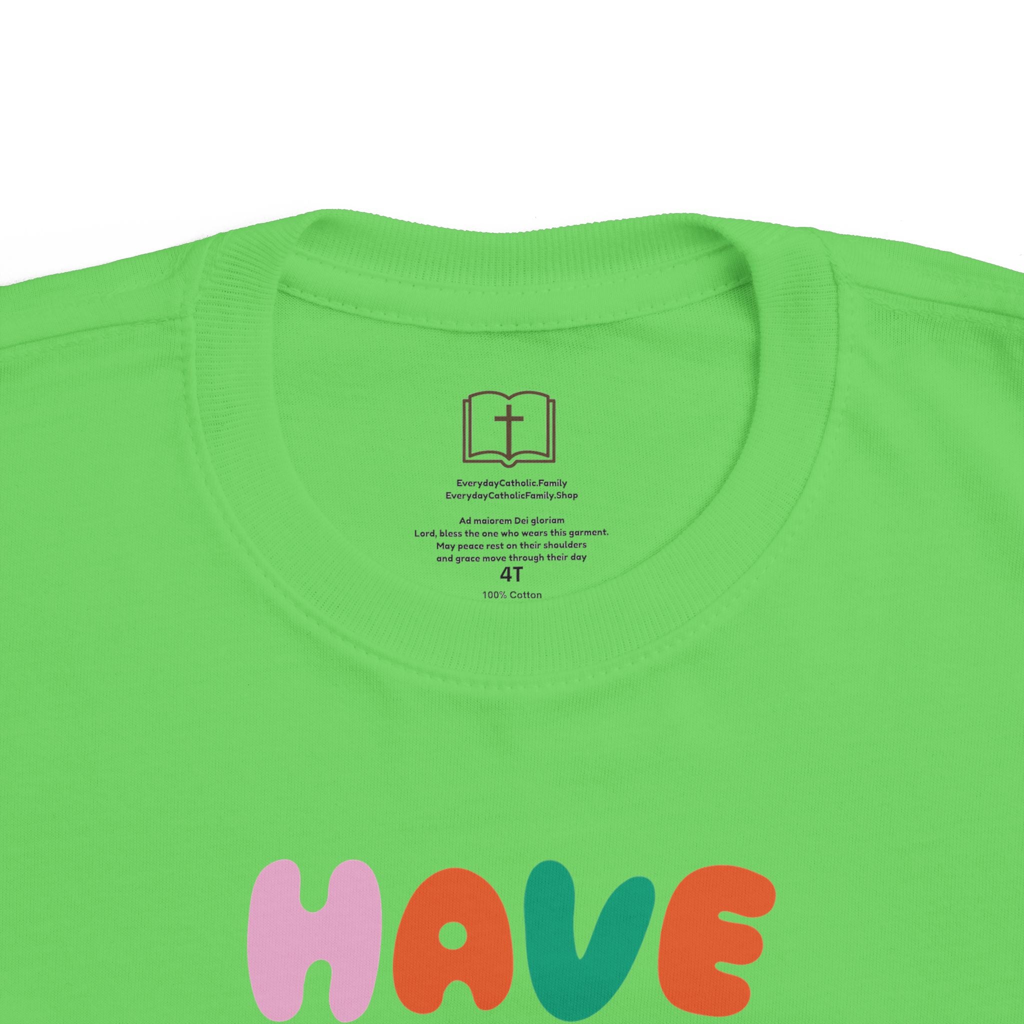 Camiseta "Ten Fe" para niños pequeños | Camiseta cristiana inspiradora para niños y niñas