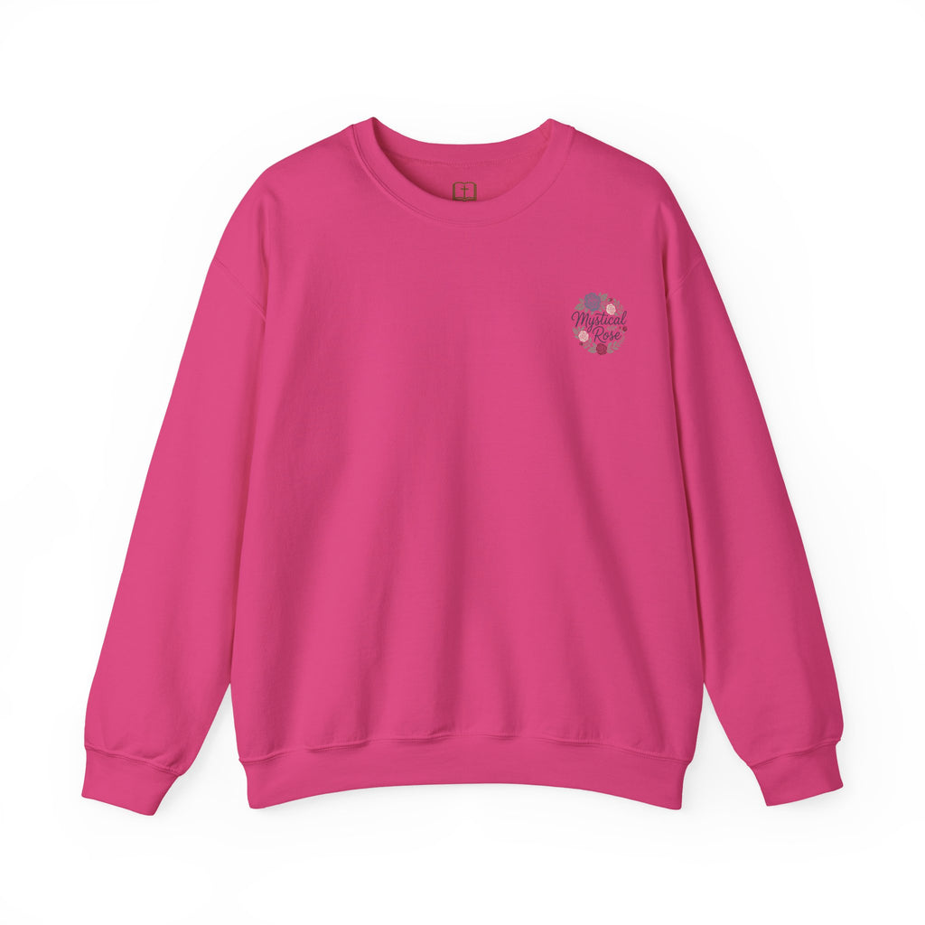 Our Lady Mystical Rose Embroidered Crewneck Sweatshirt