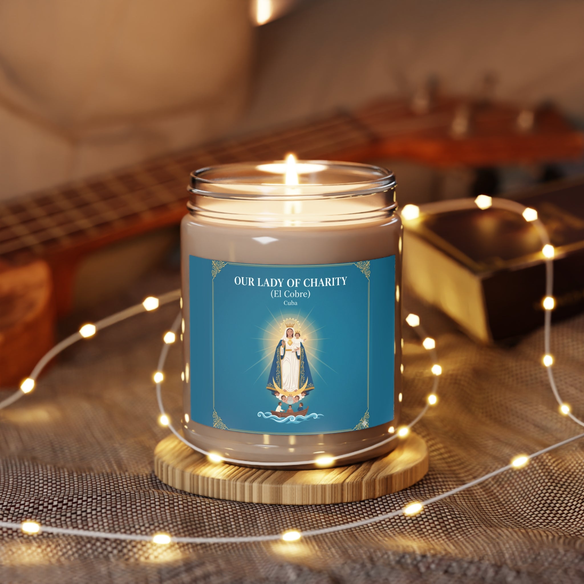 Nuestra Señora de la Caridad - Vela de soja perfumada | Decoración relajante para el hogar, dones espirituales, atención plena, aromaterapia, velas de regalo