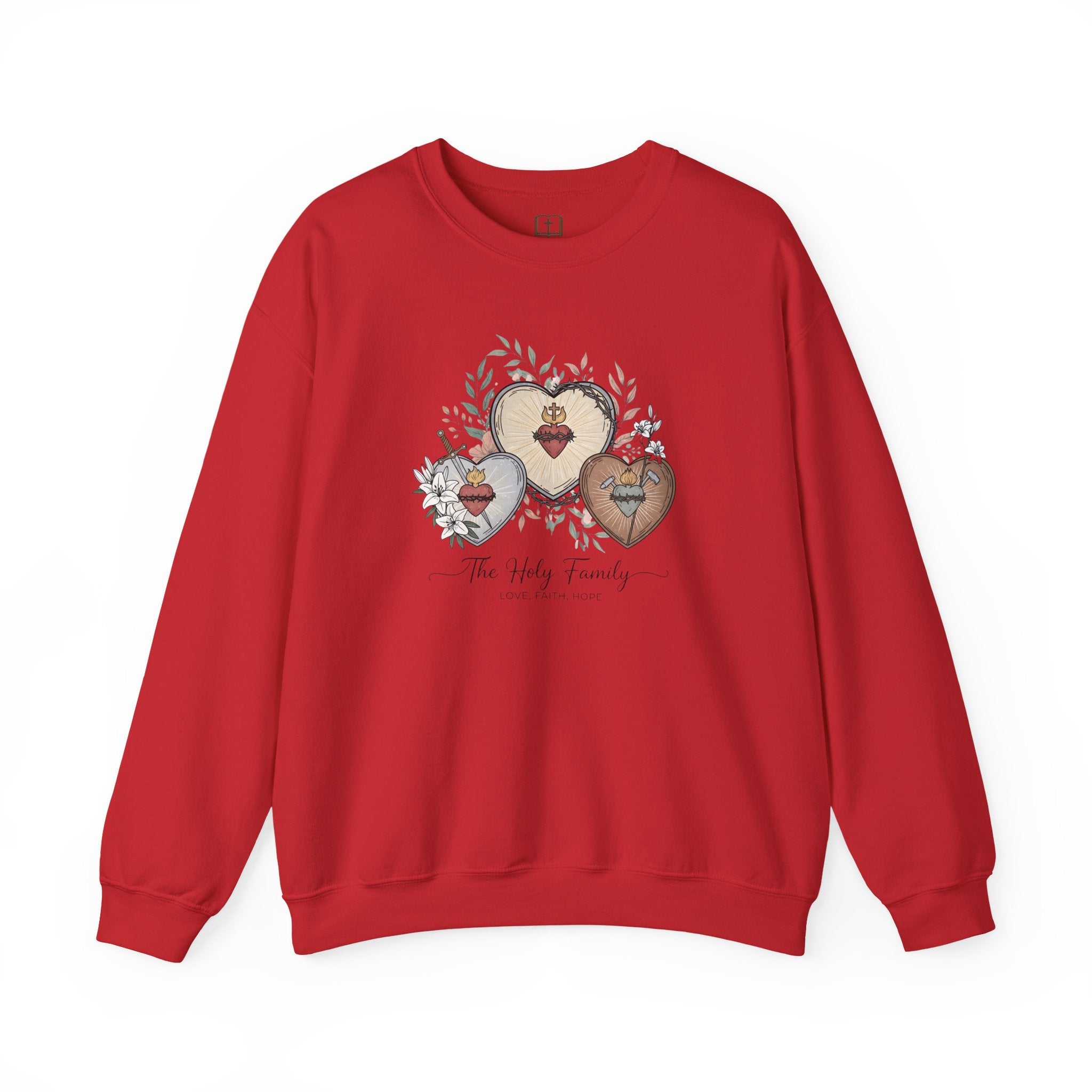 The Holy Family Sacred Hearts Crewneck Sweatshirt | Catholic Devotional Apparel