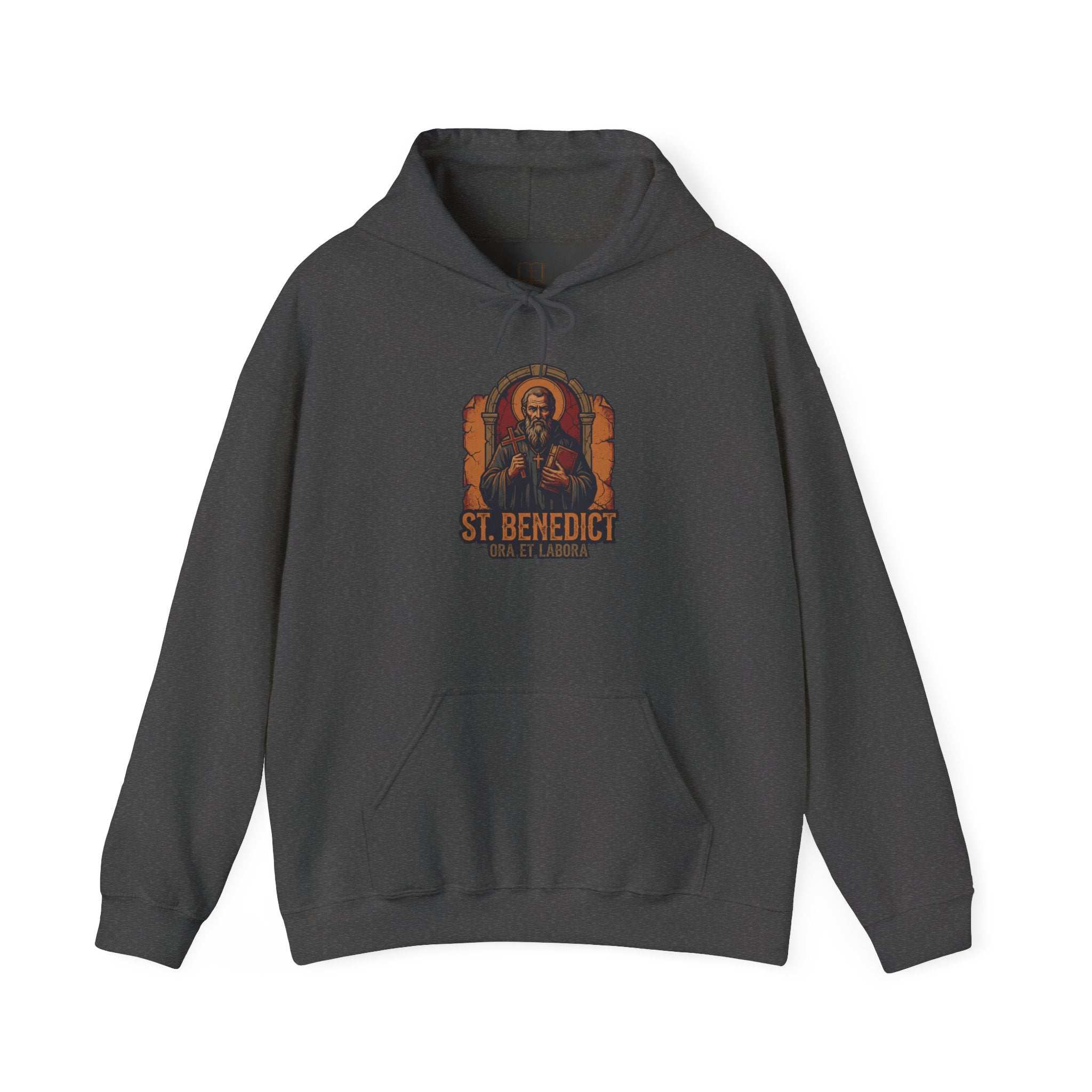 Sudadera con capucha católica "San Benito Ora et Labora" - Sudadera vintage con fe