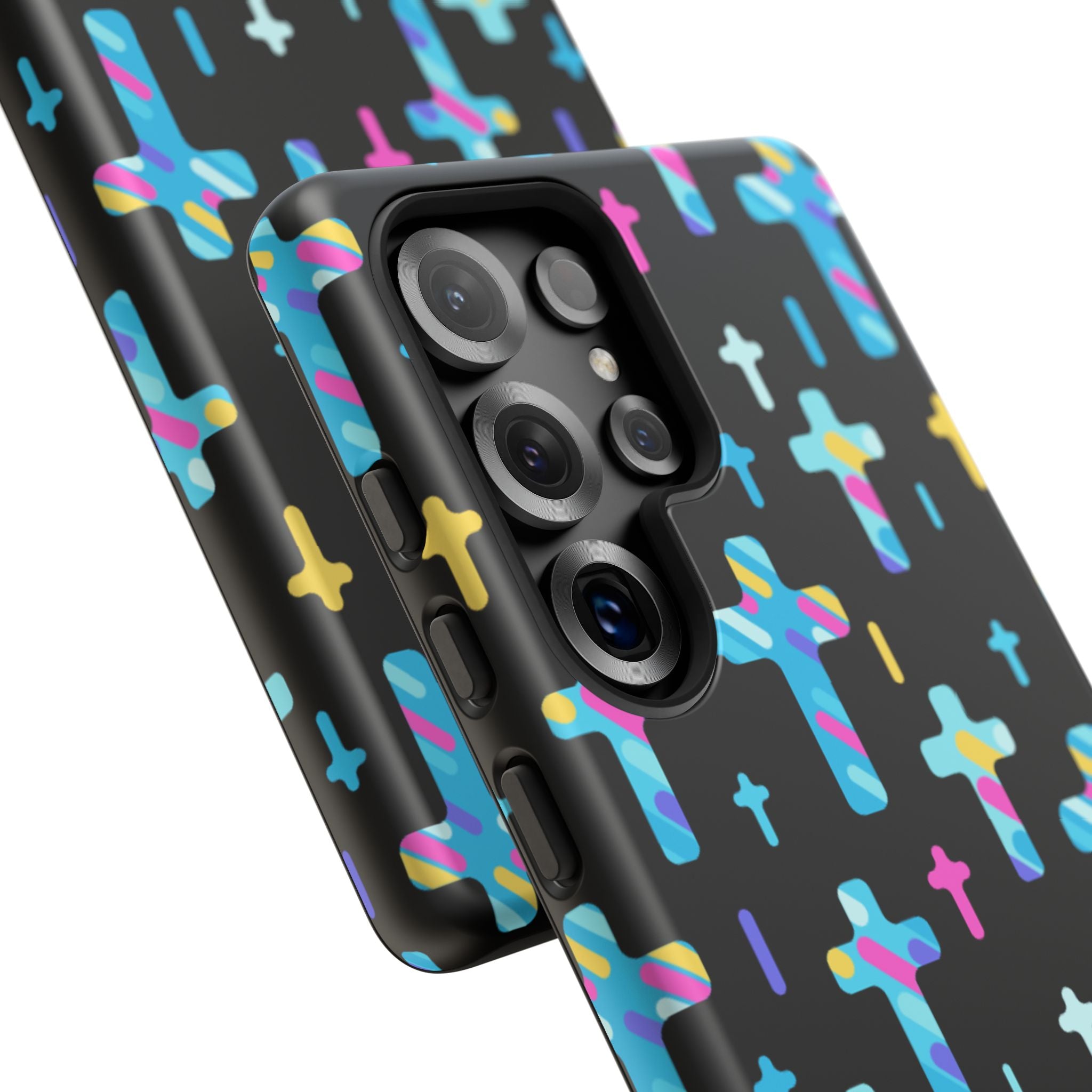 Colorful Cross Phone Case, Stylish Tough Case, Christian Phone Accessory, Unique Gift, Trendy Mobile Cover