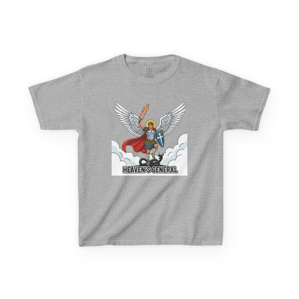 Camiseta infantil de San Miguel Arcángel | Camiseta cristiana Heaven's General para niño