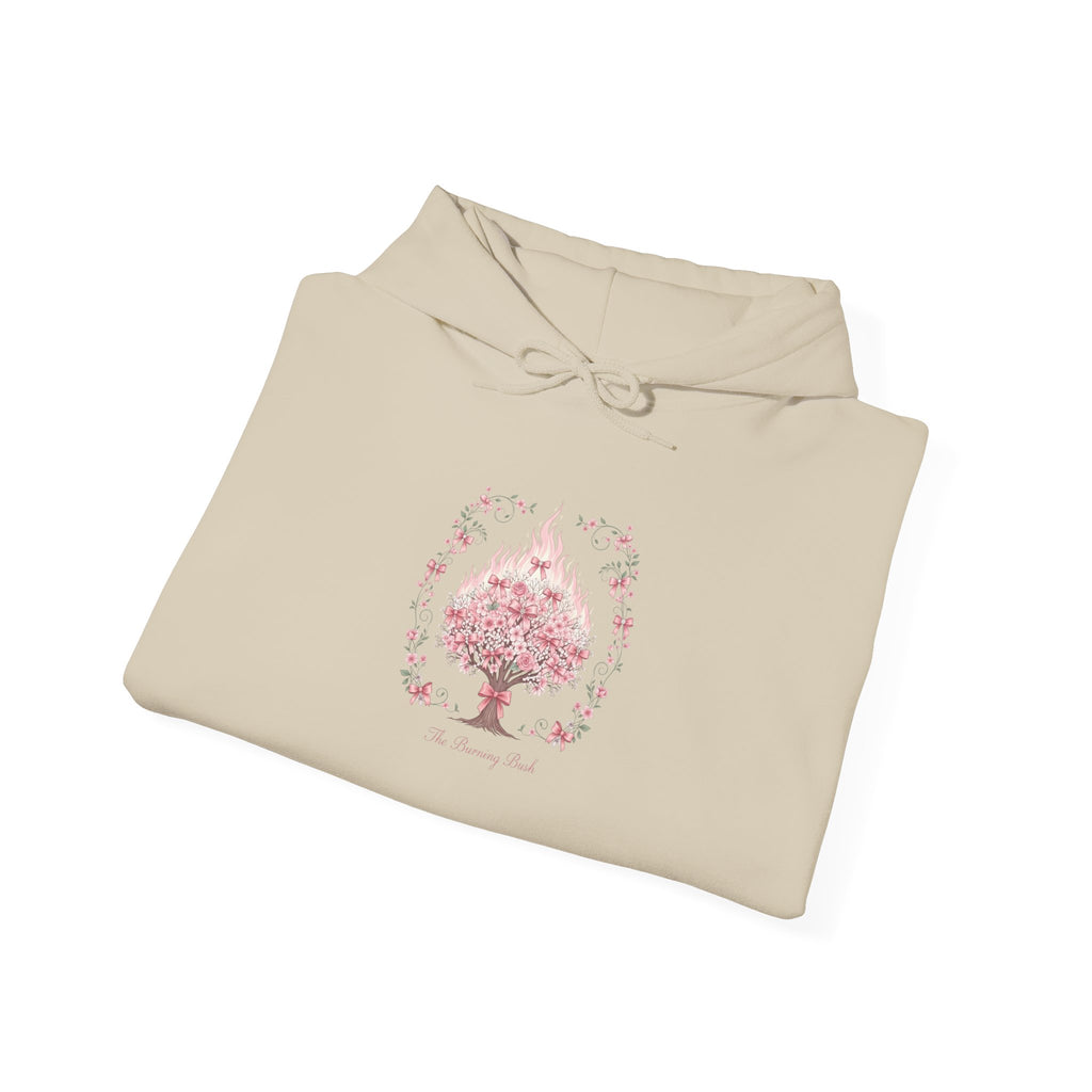 Sudadera católica con estampado floral rosa de la Zarza Ardiente | Sudadera inspirada en la fe