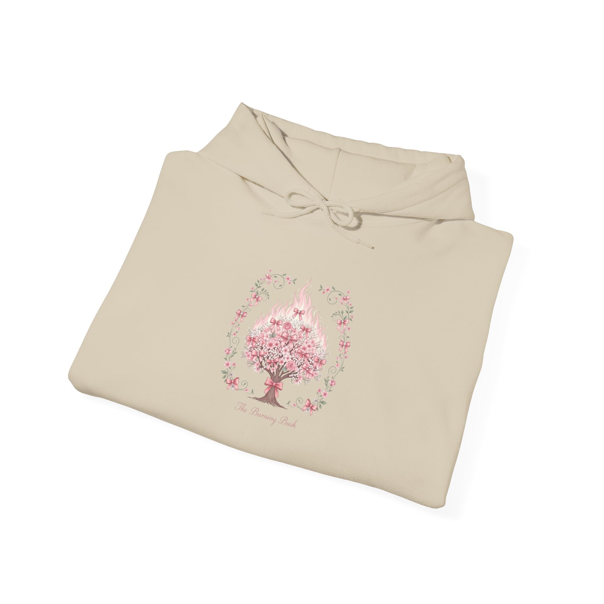 Sudadera católica con estampado floral rosa de la Zarza Ardiente | Sudadera inspirada en la fe