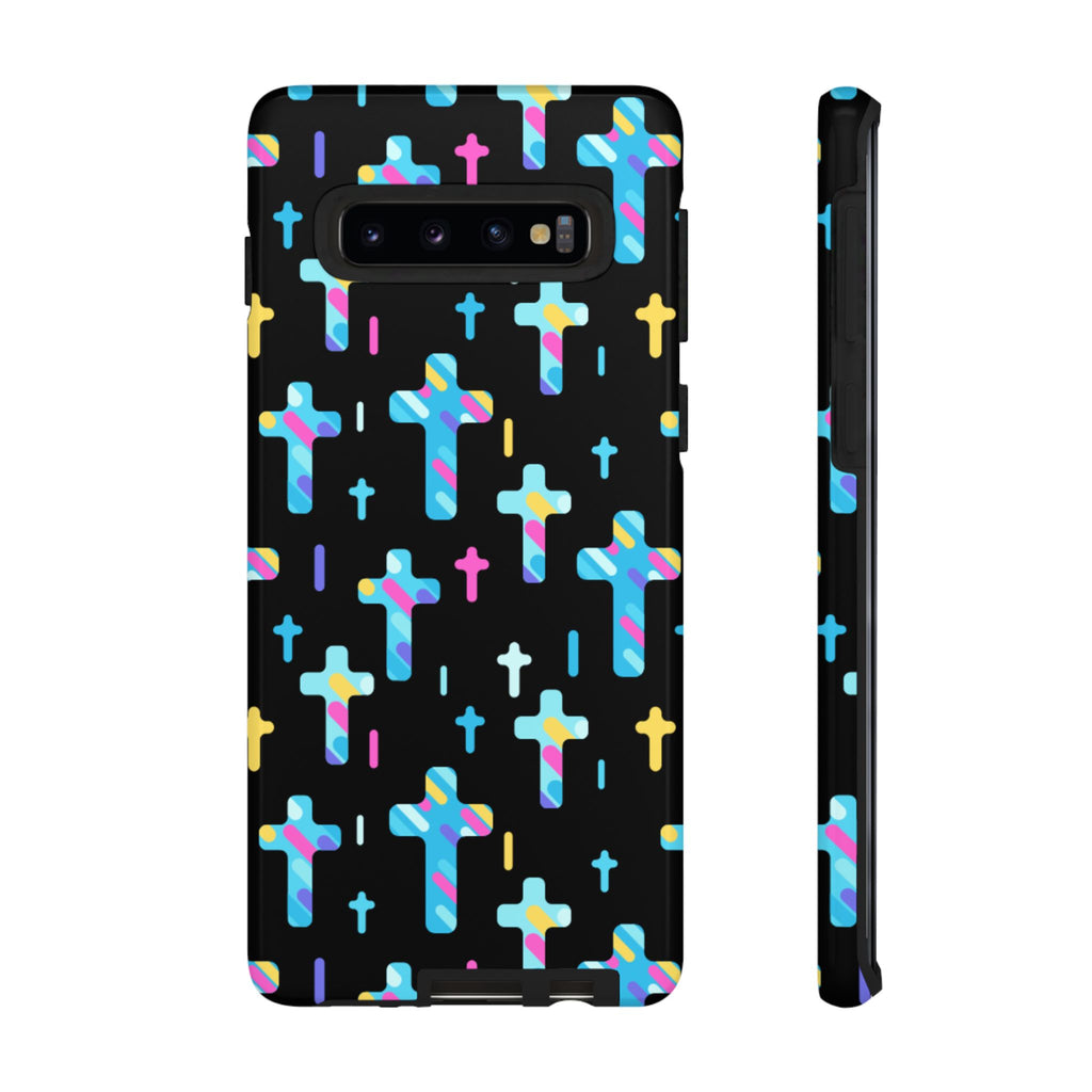 Colorful Cross Phone Case, Stylish Tough Case, Christian Phone Accessory, Unique Gift, Trendy Mobile Cover