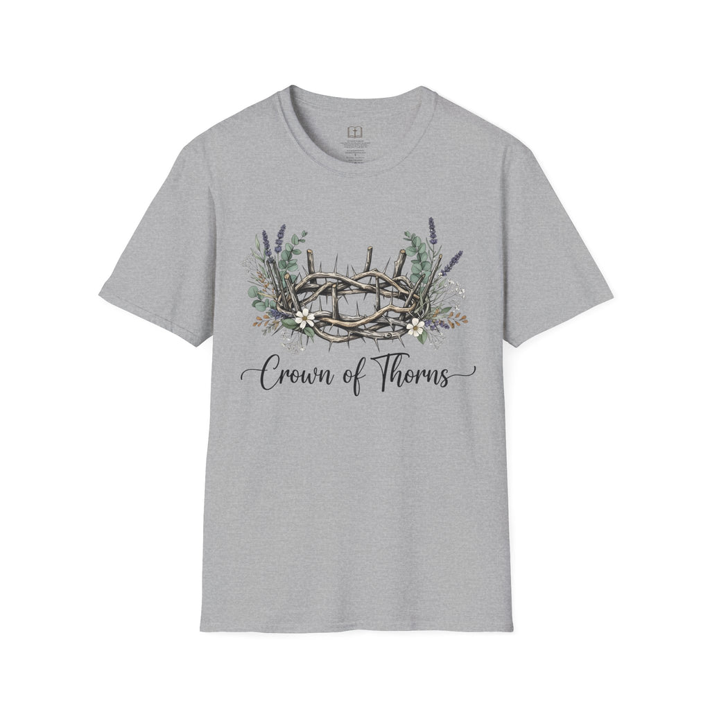 Camiseta cristiana floral con corona de espinas 