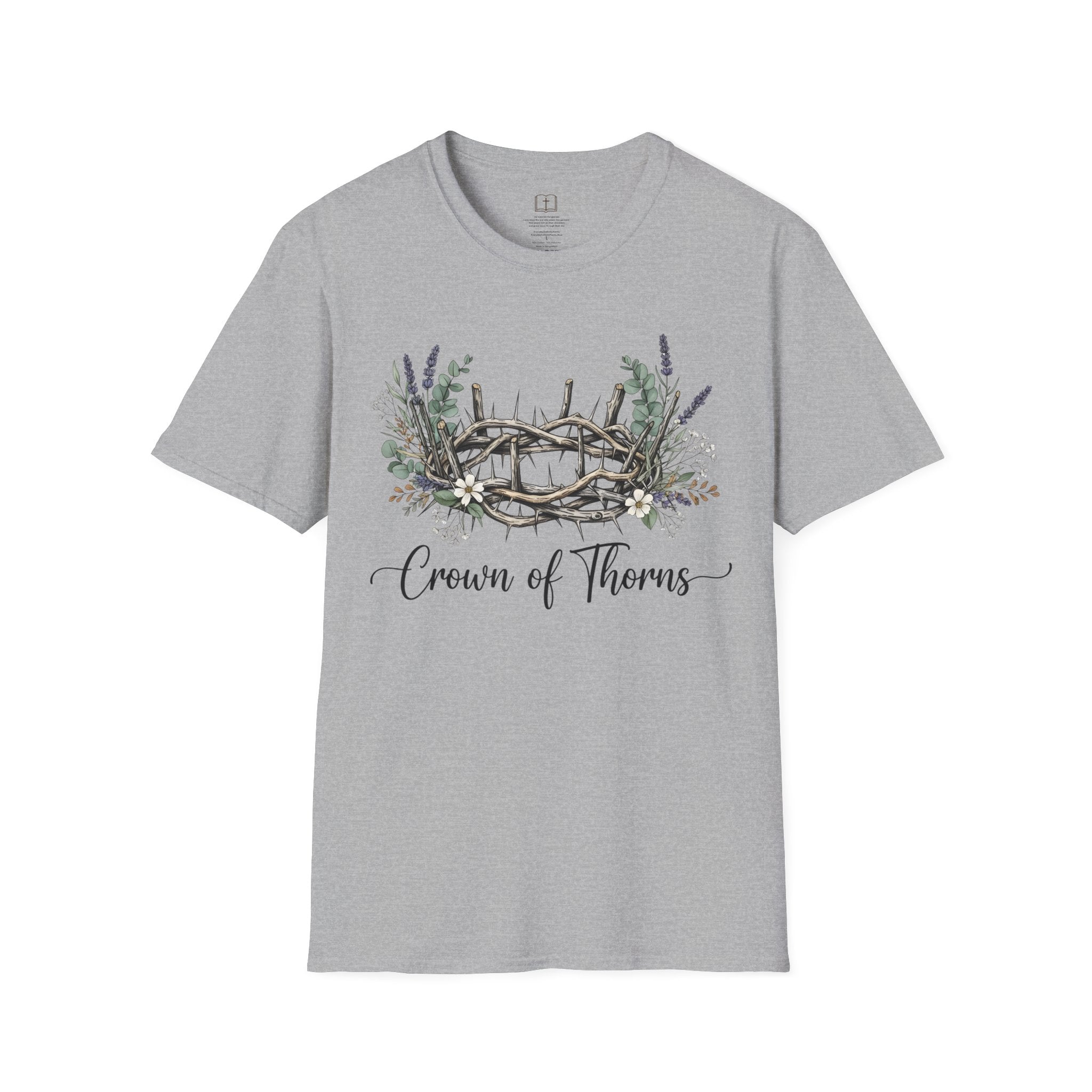 Camiseta cristiana floral con corona de espinas 