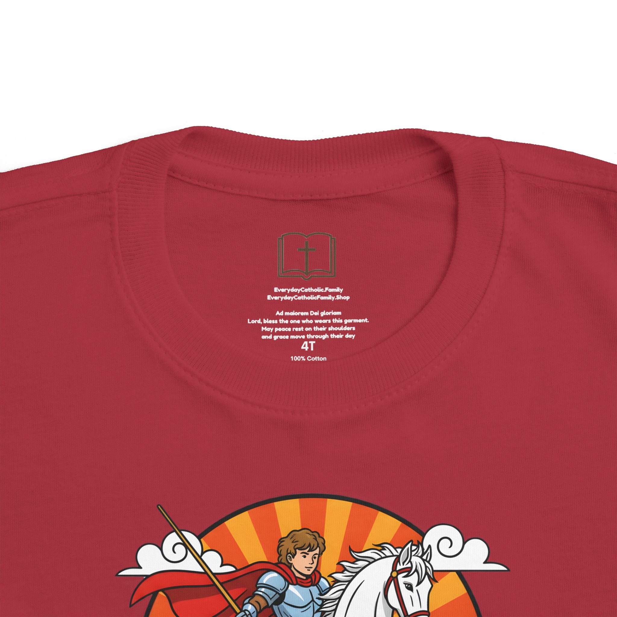 Camiseta infantil de San Jorge Cazador de Dragones | Camiseta de aventura inspirada en la fe para niños