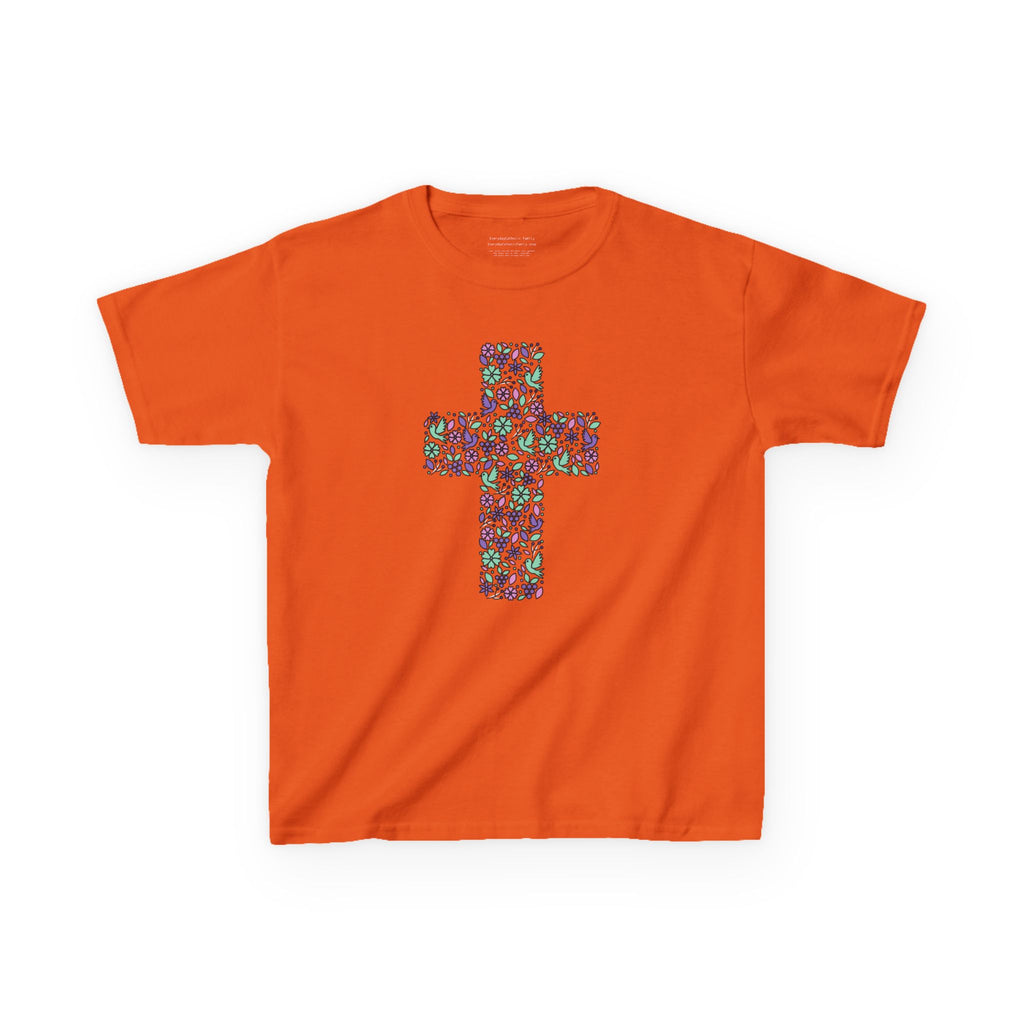 Camiseta cristiana infantil con cruz floral | Camiseta de primavera inspirada en la fe para niñas