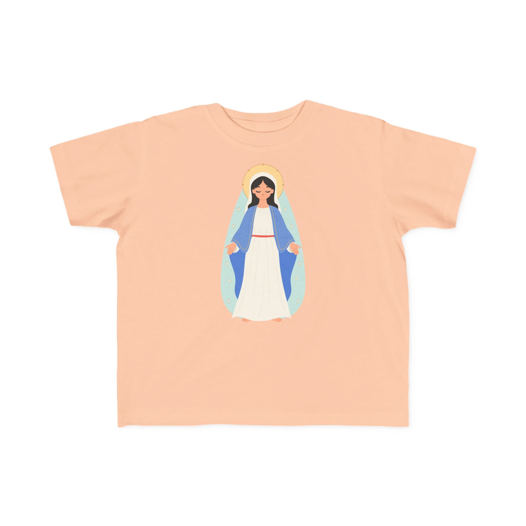 Camiseta de la Virgen María para niña | Camiseta católica suave para niña | Ropa infantil con inspiración religiosa
