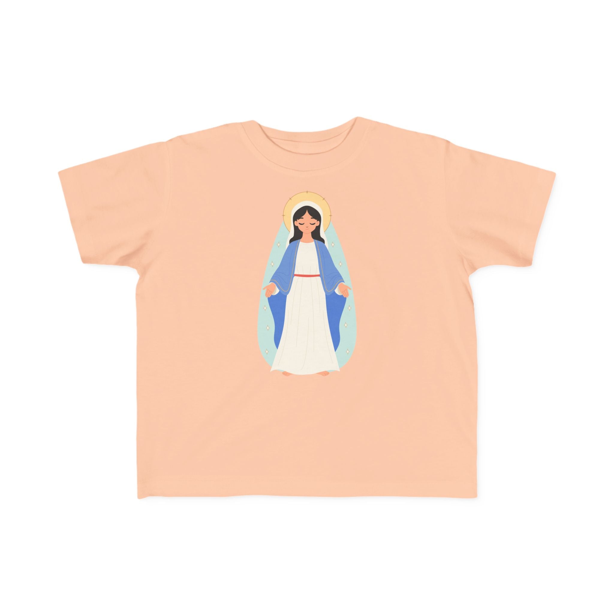 Camiseta de la Virgen María para niña | Camiseta católica suave para niña | Ropa infantil con inspiración religiosa