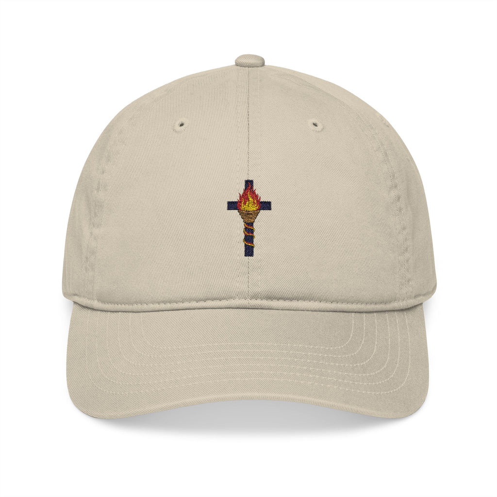Gorra de algodón orgánico con la Cruz de la Llama del Espíritu Santo 