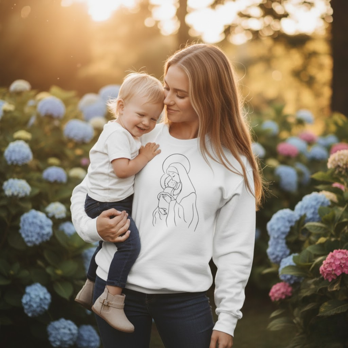 Marian Minimalist Sweatshirt | Women’s Faith-Inspired Crewneck | Cozy Fall & Winter Wear