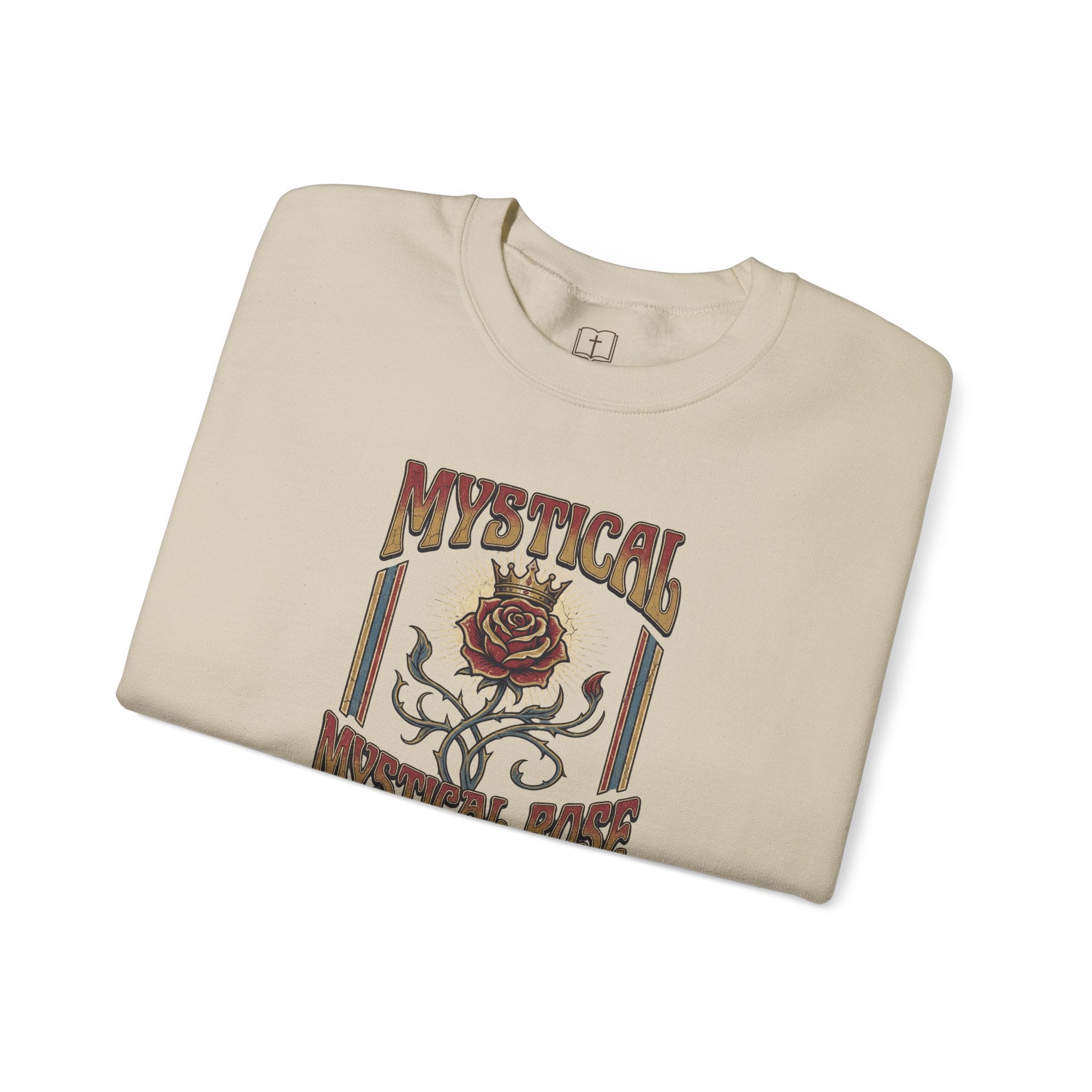 Mystical Rose Vintage Crewneck Sweatshirt | Catholic-Inspired Comfort