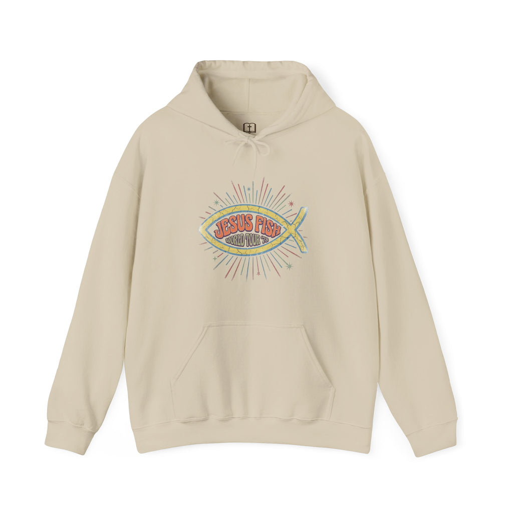 Retro Jesus Fish World Tour '78 Christian Hoodie