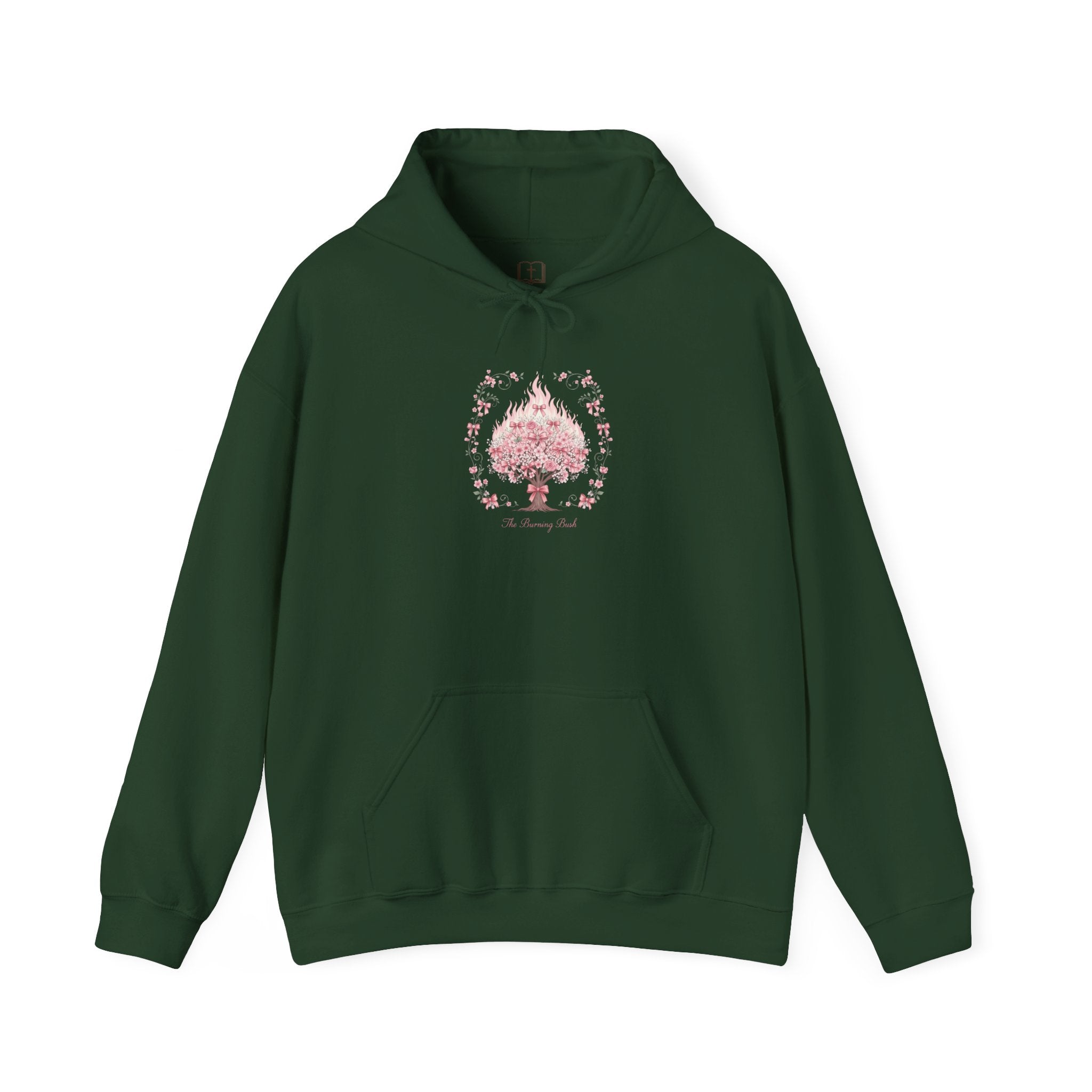 Sudadera católica con estampado floral rosa de la Zarza Ardiente | Sudadera inspirada en la fe