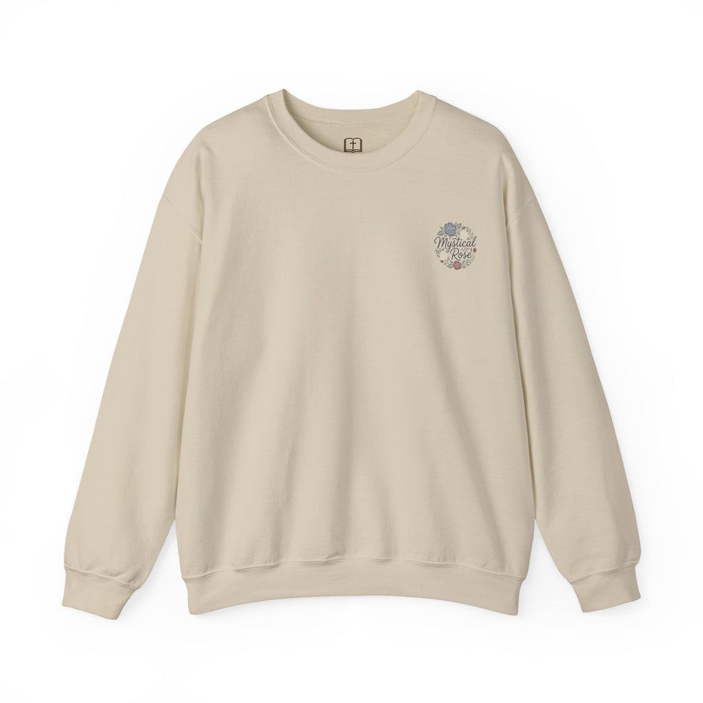 Our Lady Mystical Rose Embroidered Crewneck Sweatshirt