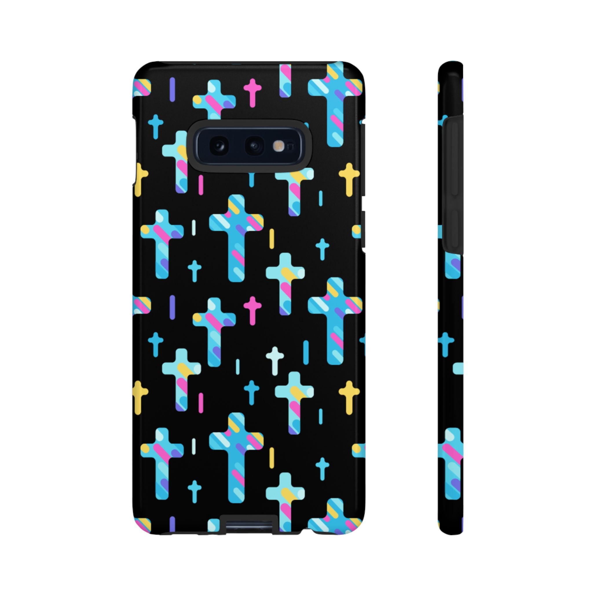 Funda para teléfono con cruz colorida, elegante y resistente, accesorio cristiano para teléfono, regalo único, funda moderna para móvil.